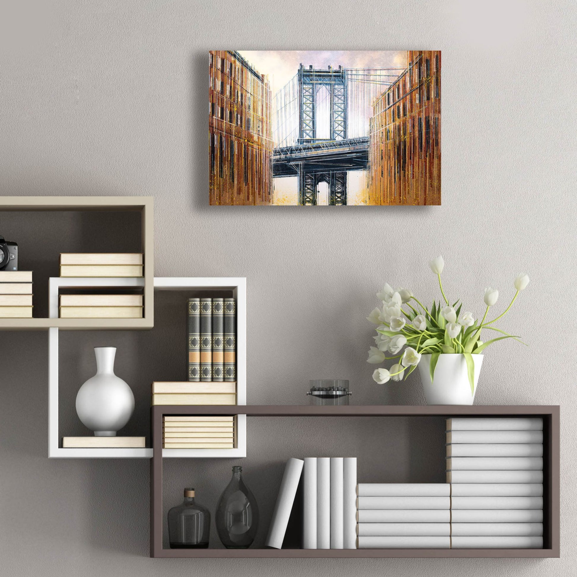 Epic Art 'The Manhattan Bridge at Sunset' by Marc Todd, Acrylic Glass Wall Art,24x16