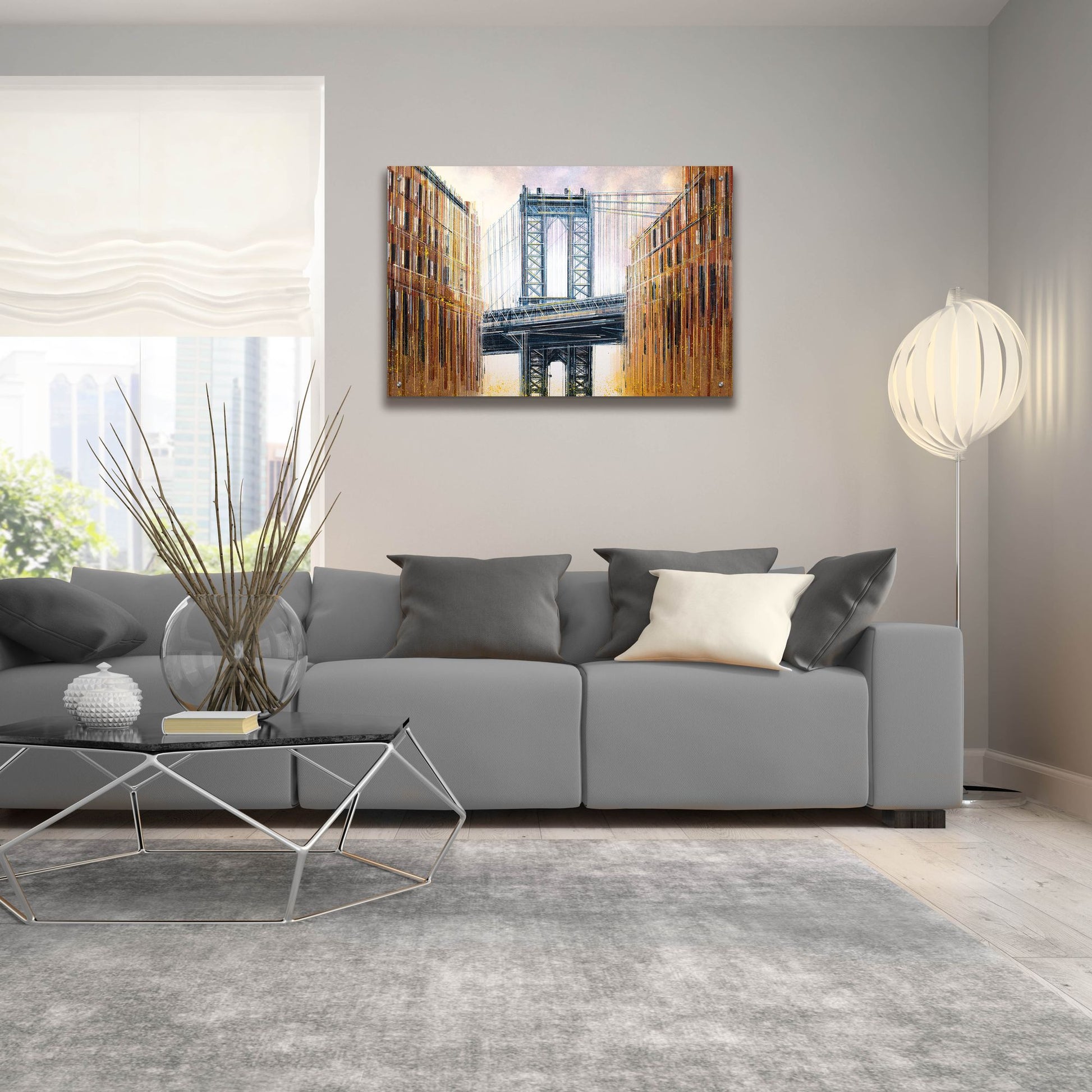 Epic Art 'The Manhattan Bridge at Sunset' by Marc Todd, Acrylic Glass Wall Art,36x24