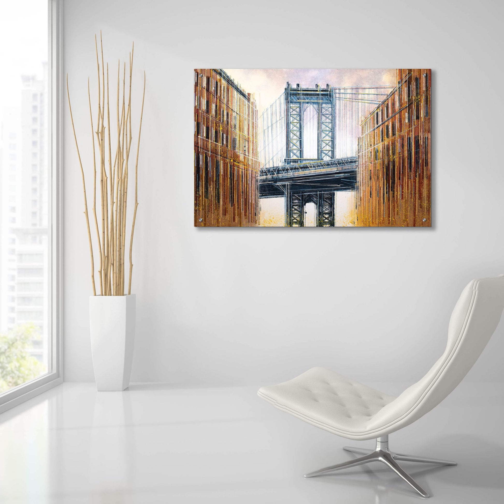 Epic Art 'The Manhattan Bridge at Sunset' by Marc Todd, Acrylic Glass Wall Art,36x24