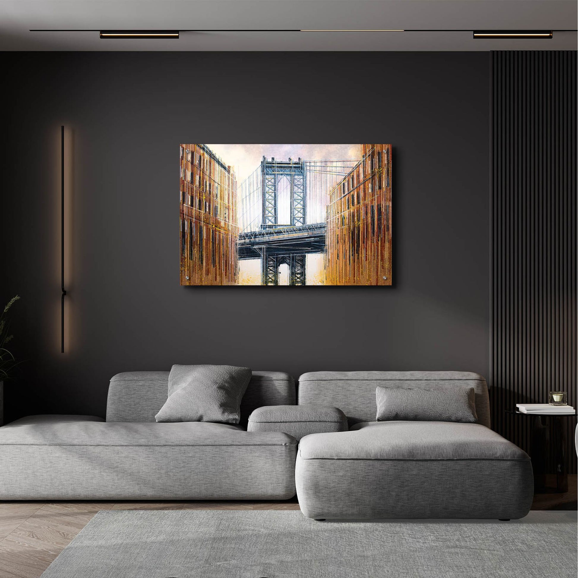 Epic Art 'The Manhattan Bridge at Sunset' by Marc Todd, Acrylic Glass Wall Art,36x24