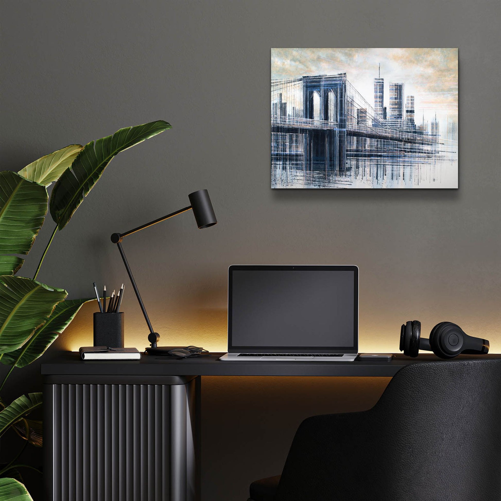 Epic Art 'The Manhattan Bridge At Sunset 1' by Marc Todd, Acrylic Glass Wall Art,16x12