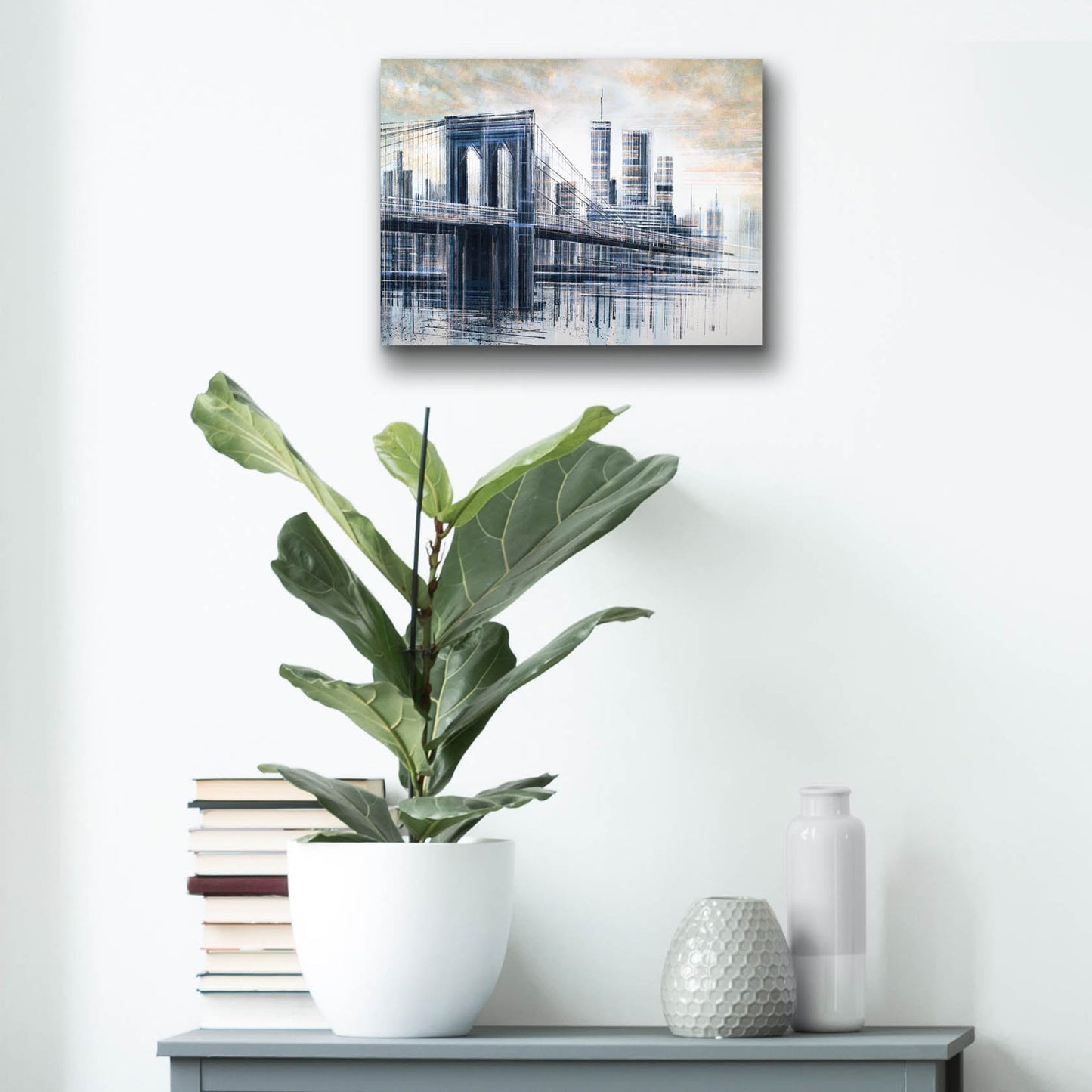 Epic Art 'The Manhattan Bridge At Sunset 1' by Marc Todd, Acrylic Glass Wall Art,16x12