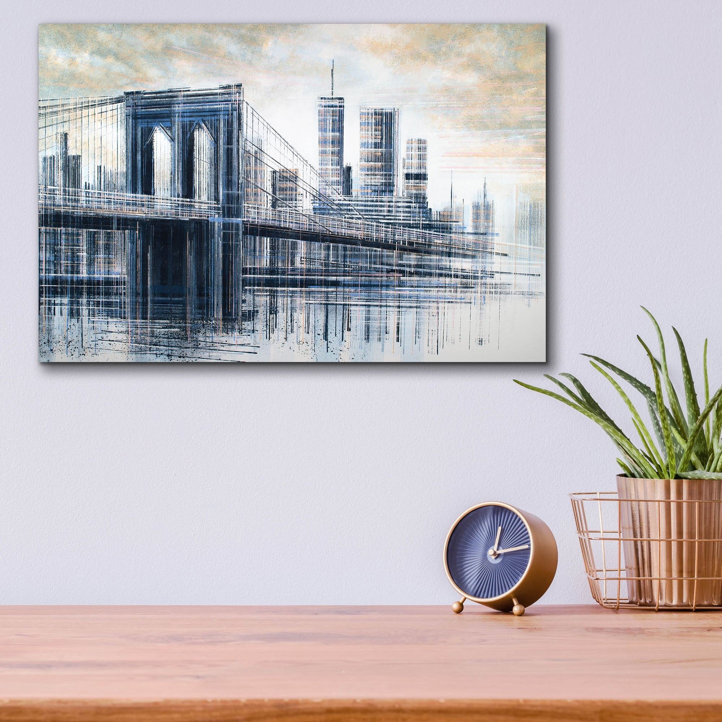 Epic Art 'The Manhattan Bridge At Sunset 1' by Marc Todd, Acrylic Glass Wall Art,16x12