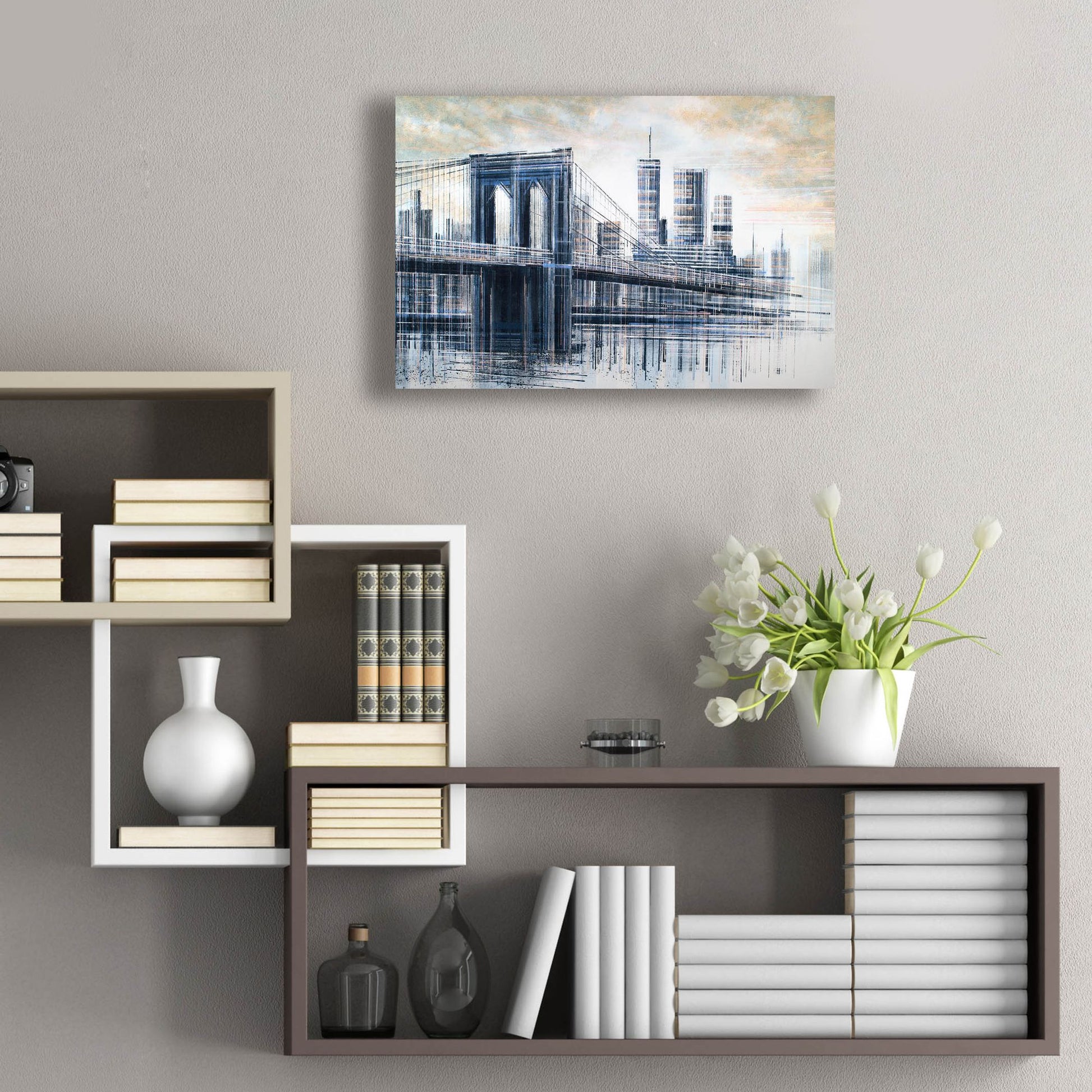 Epic Art 'The Manhattan Bridge At Sunset 1' by Marc Todd, Acrylic Glass Wall Art,24x16