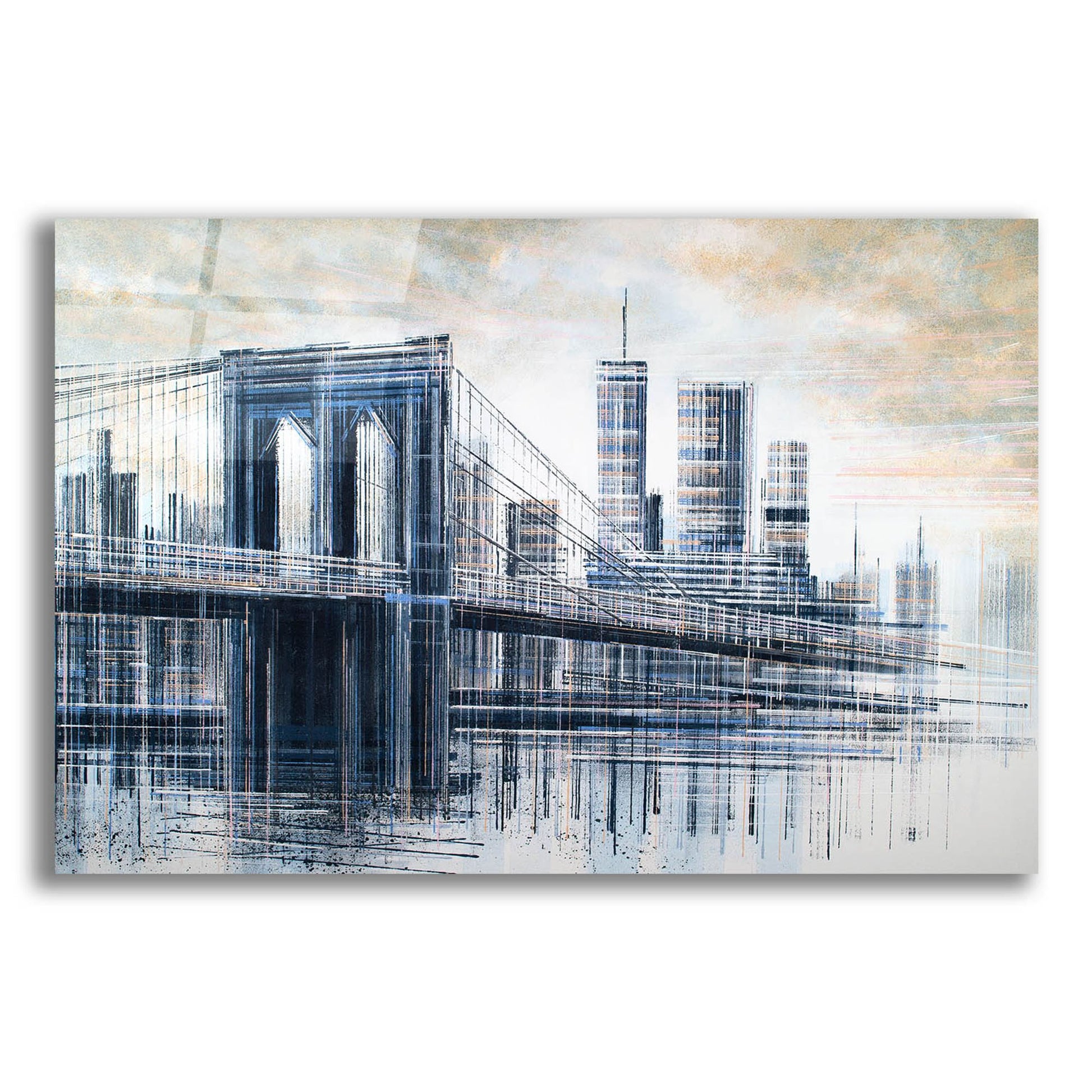 Epic Art 'The Manhattan Bridge At Sunset 1' by Marc Todd, Acrylic Glass Wall Art,24x16