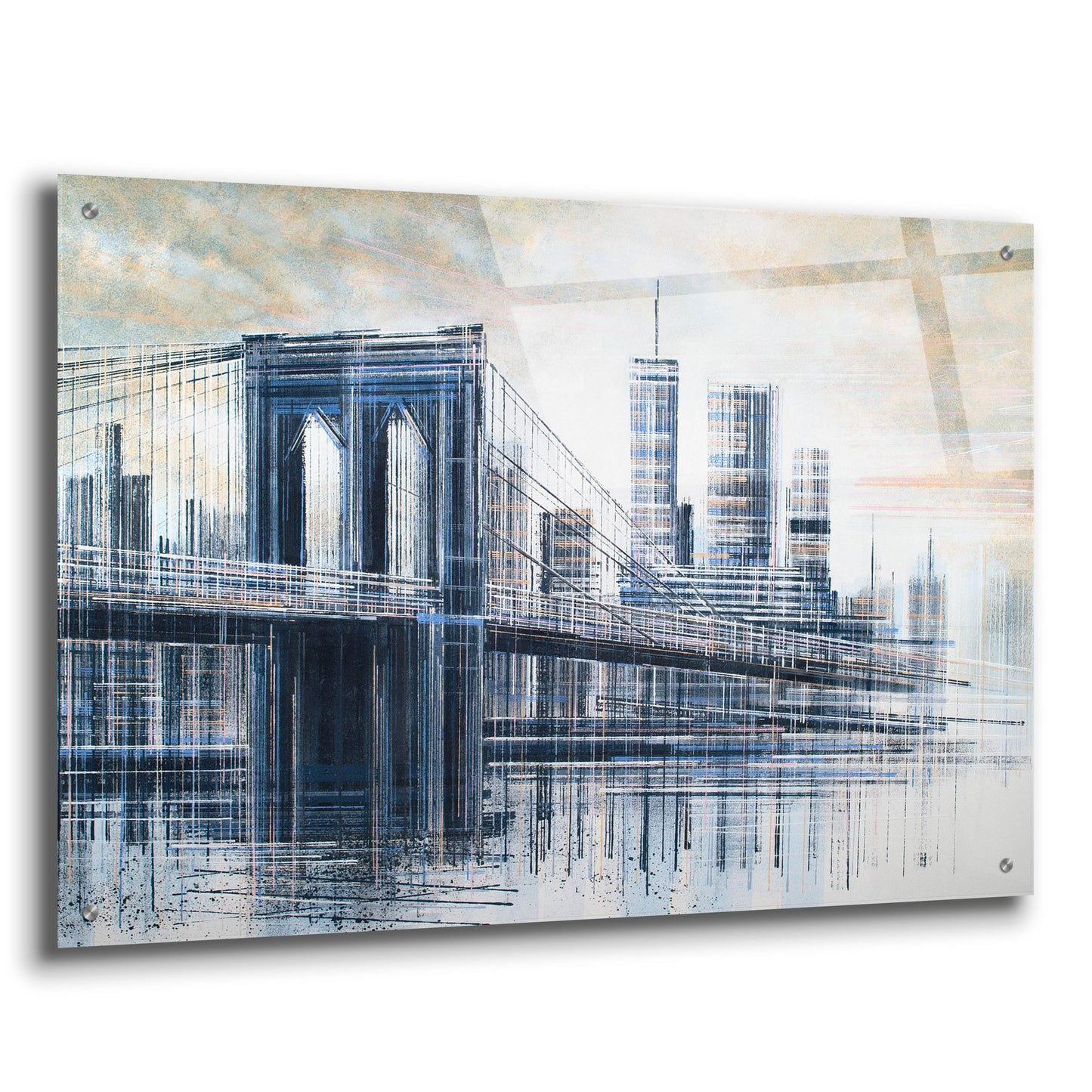 Epic Art 'The Manhattan Bridge At Sunset 1' by Marc Todd, Acrylic Glass Wall Art,36x24