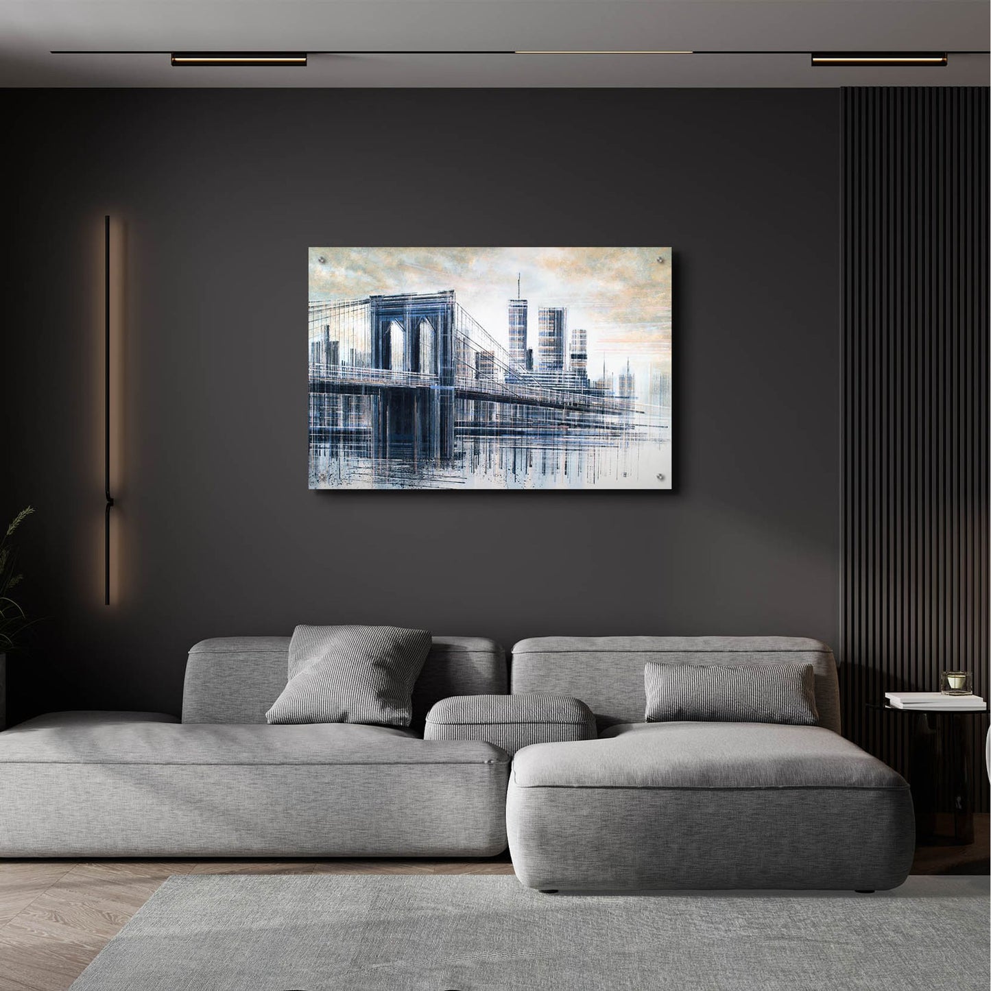 Epic Art 'The Manhattan Bridge At Sunset 1' by Marc Todd, Acrylic Glass Wall Art,36x24