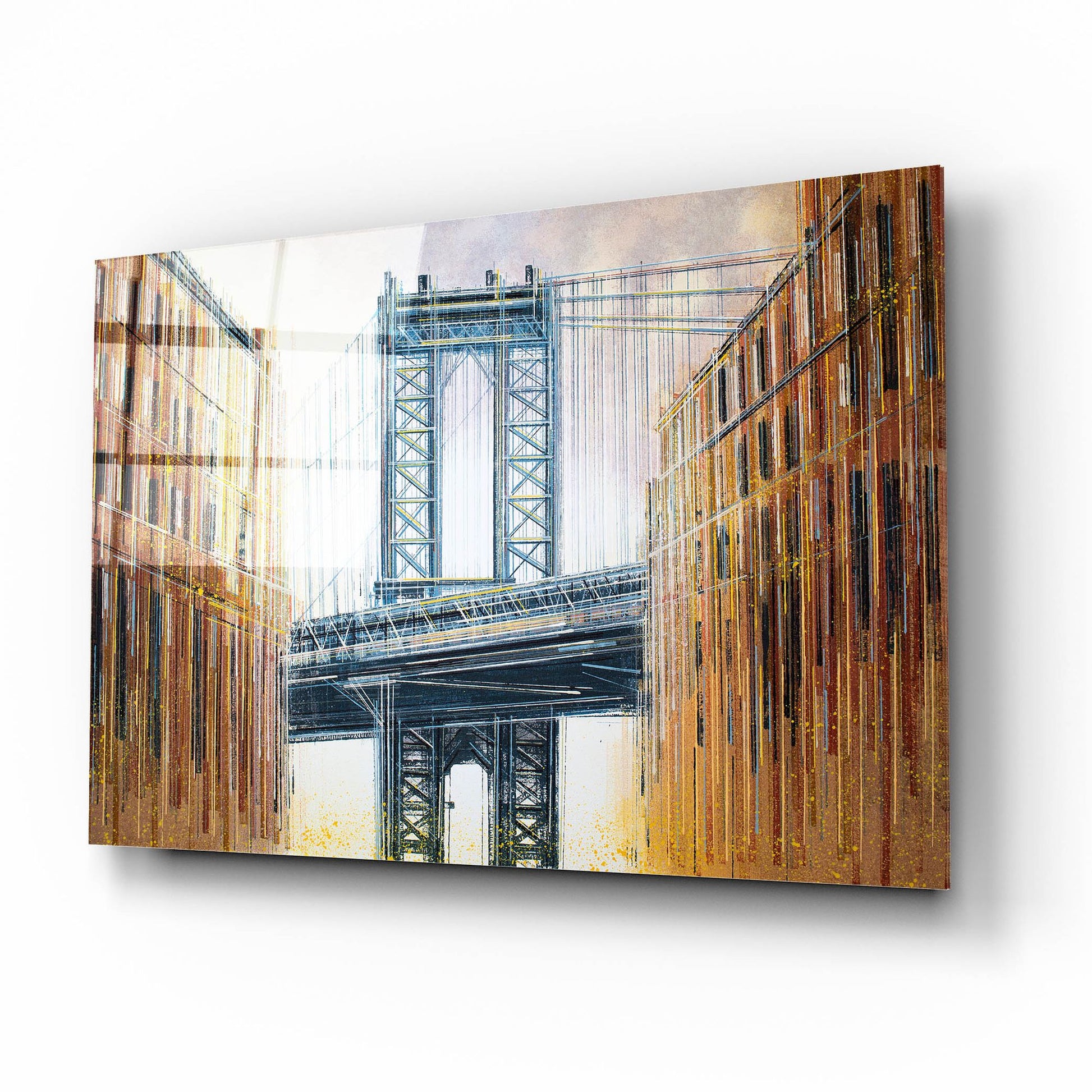 Epic Art 'The Manhattan Bridge at Sunset 2' by Marc Todd, Acrylic Glass Wall Art,16x12