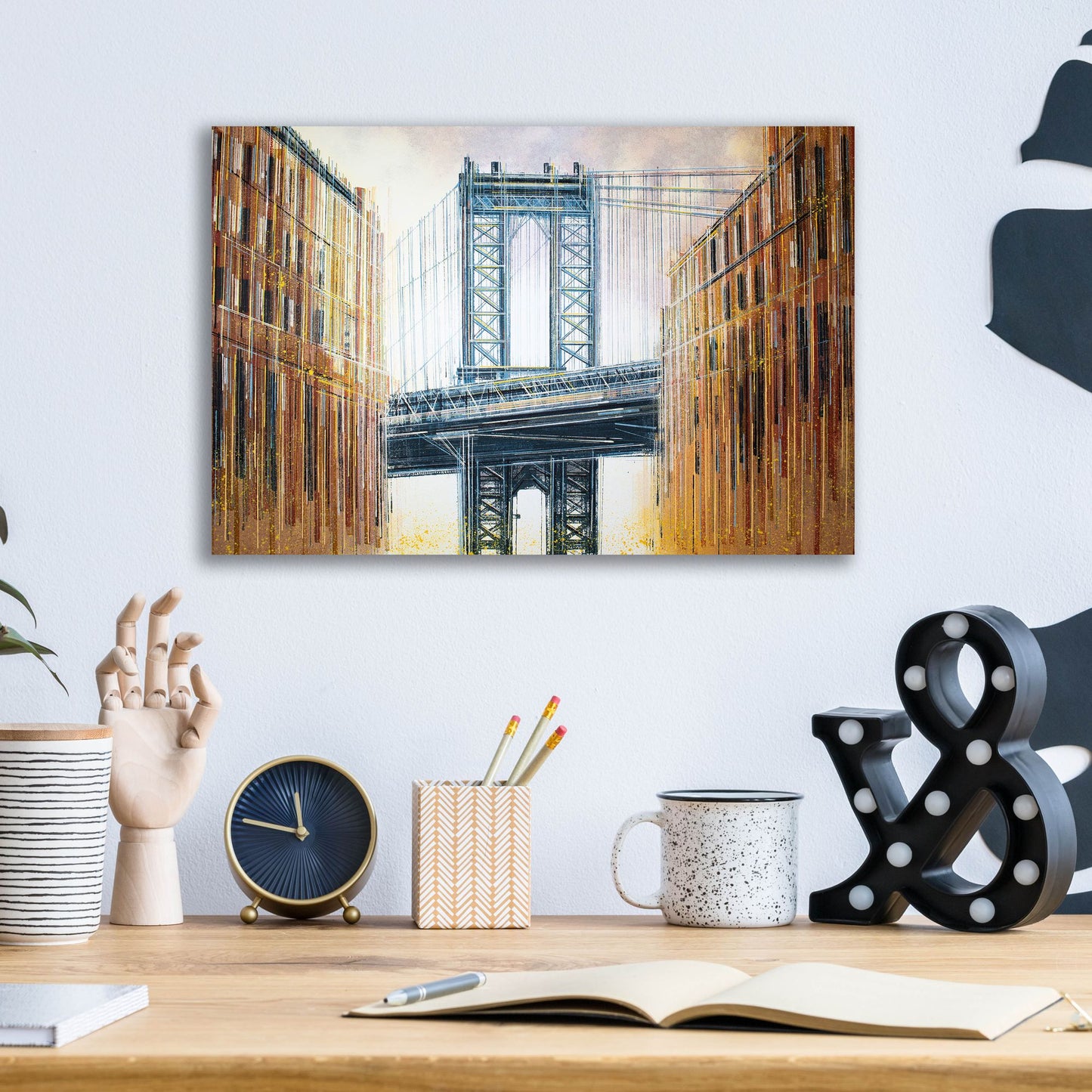 Epic Art 'The Manhattan Bridge at Sunset 2' by Marc Todd, Acrylic Glass Wall Art,16x12