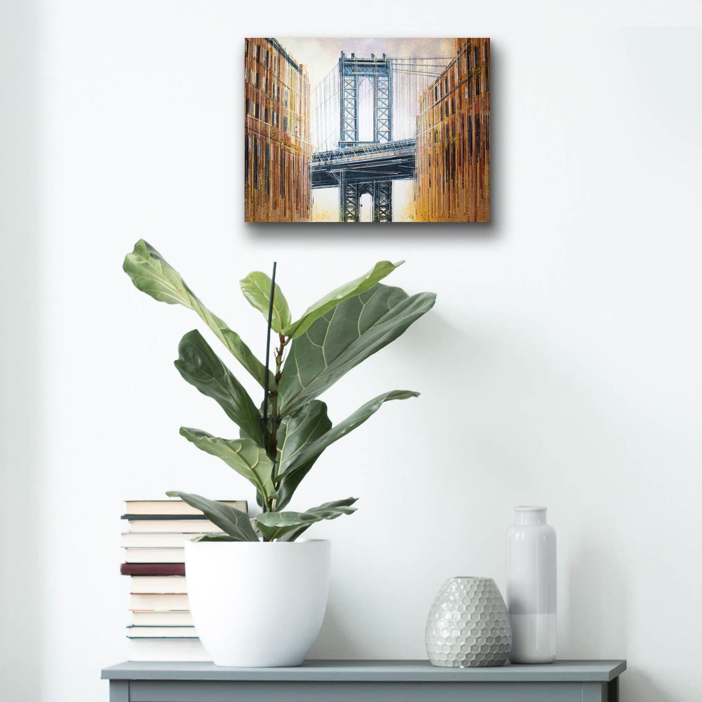 Epic Art 'The Manhattan Bridge at Sunset 2' by Marc Todd, Acrylic Glass Wall Art,16x12