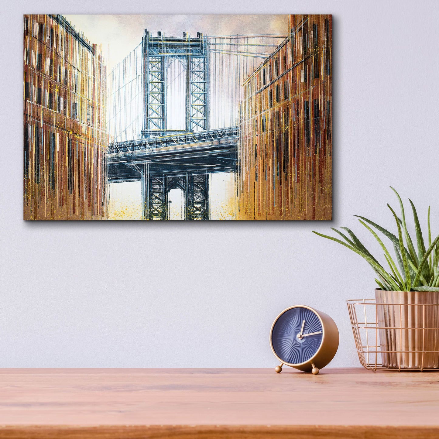 Epic Art 'The Manhattan Bridge at Sunset 2' by Marc Todd, Acrylic Glass Wall Art,16x12