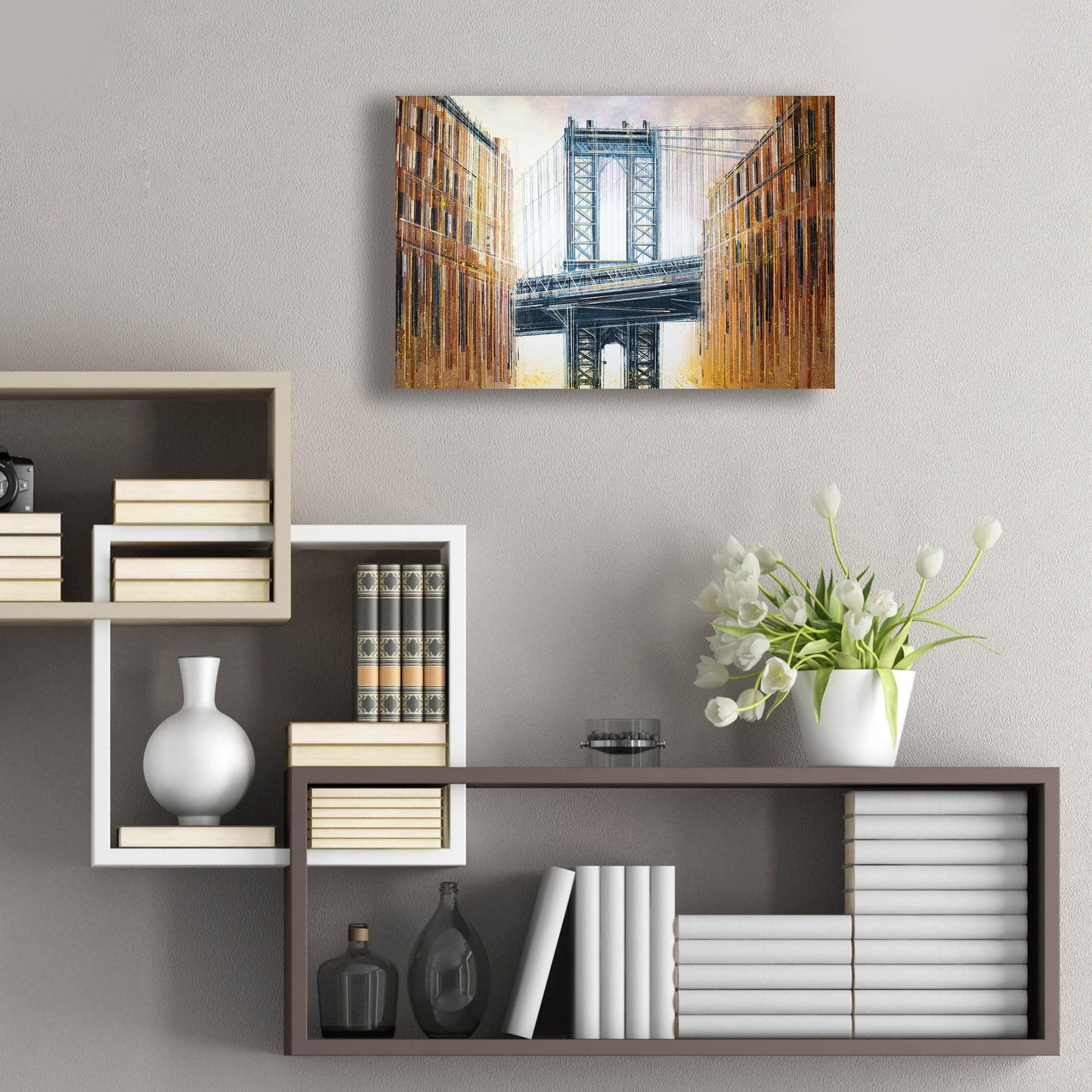 Epic Art 'The Manhattan Bridge at Sunset 2' by Marc Todd, Acrylic Glass Wall Art,24x16