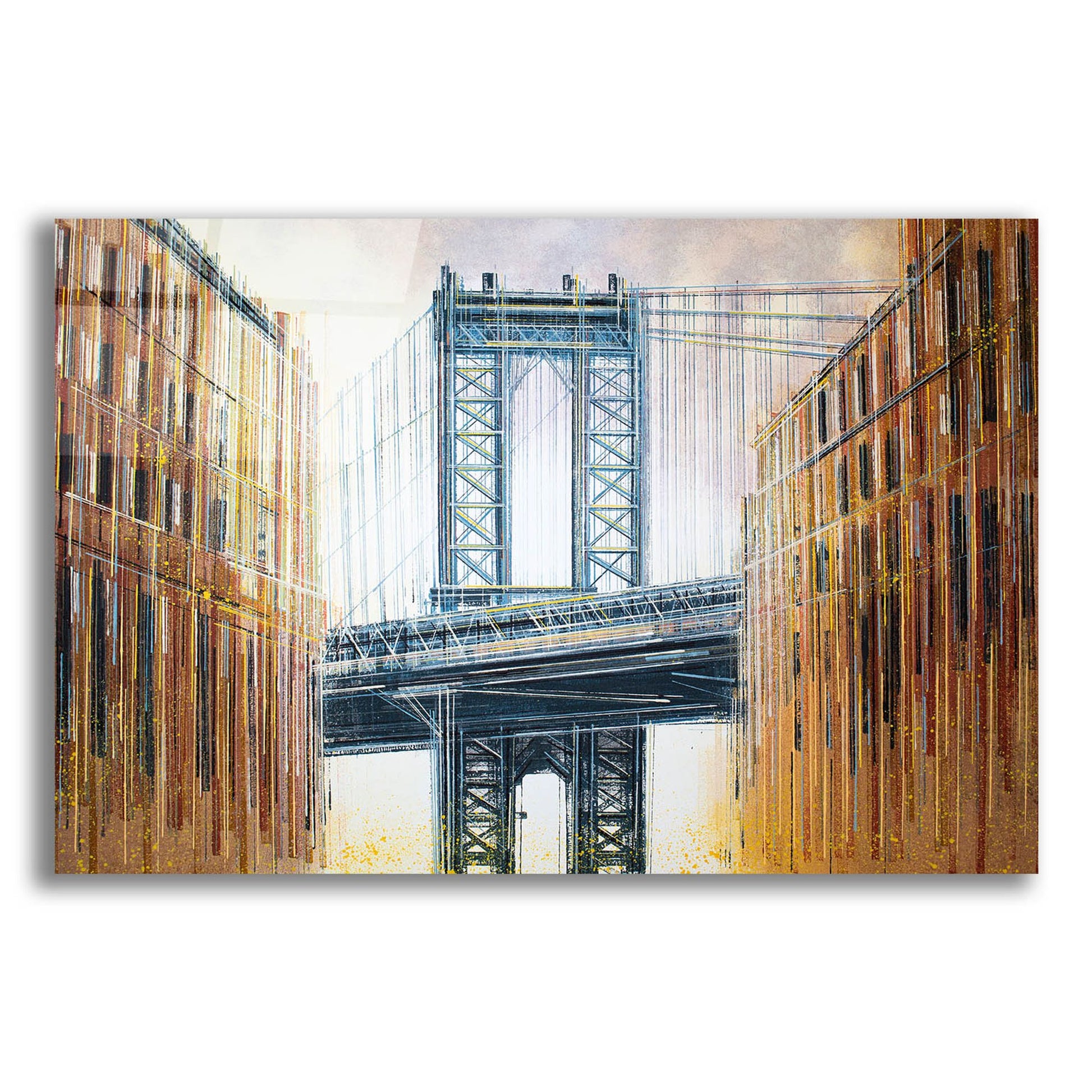 Epic Art 'The Manhattan Bridge at Sunset 2' by Marc Todd, Acrylic Glass Wall Art,24x16