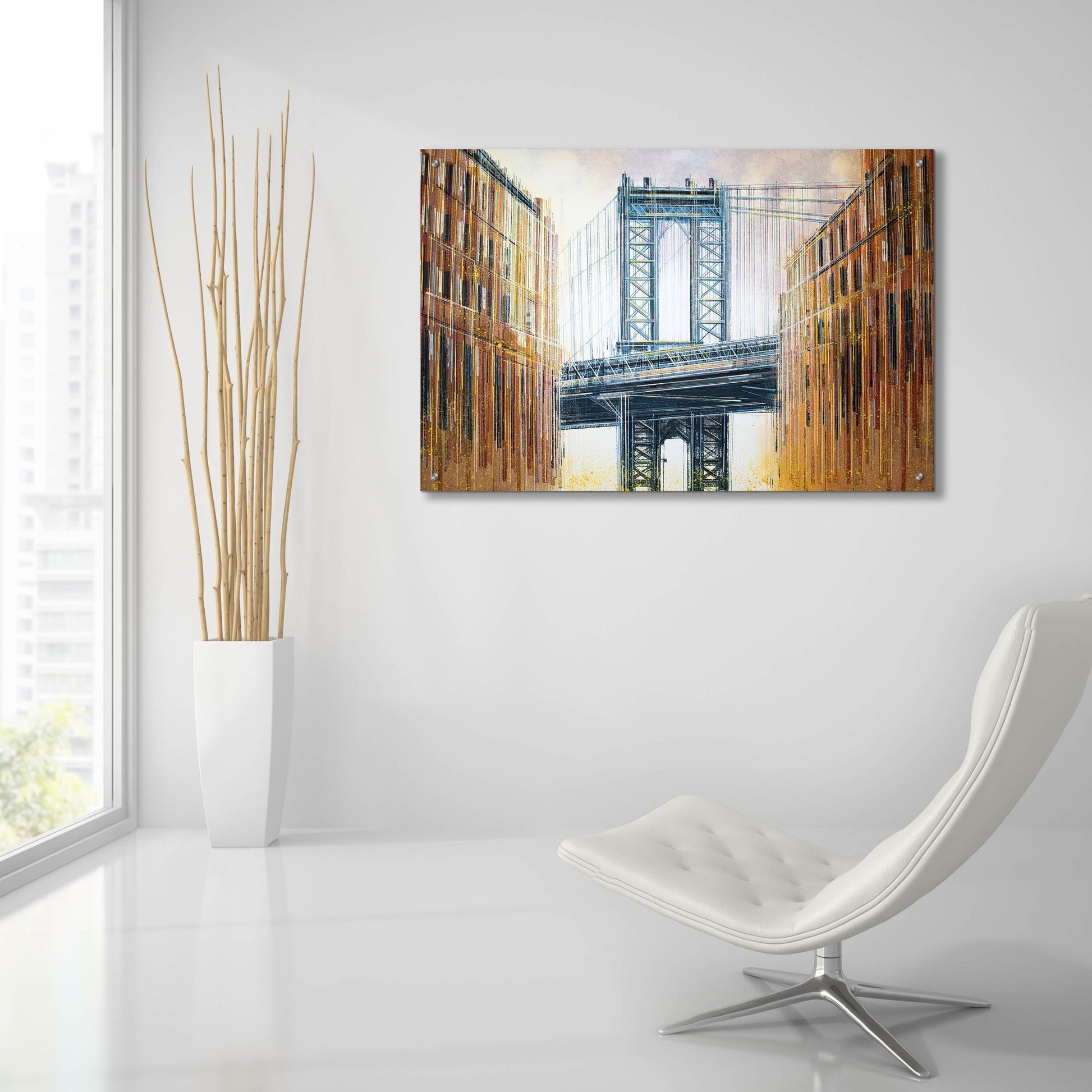 Epic Art 'The Manhattan Bridge at Sunset 2' by Marc Todd, Acrylic Glass Wall Art,36x24