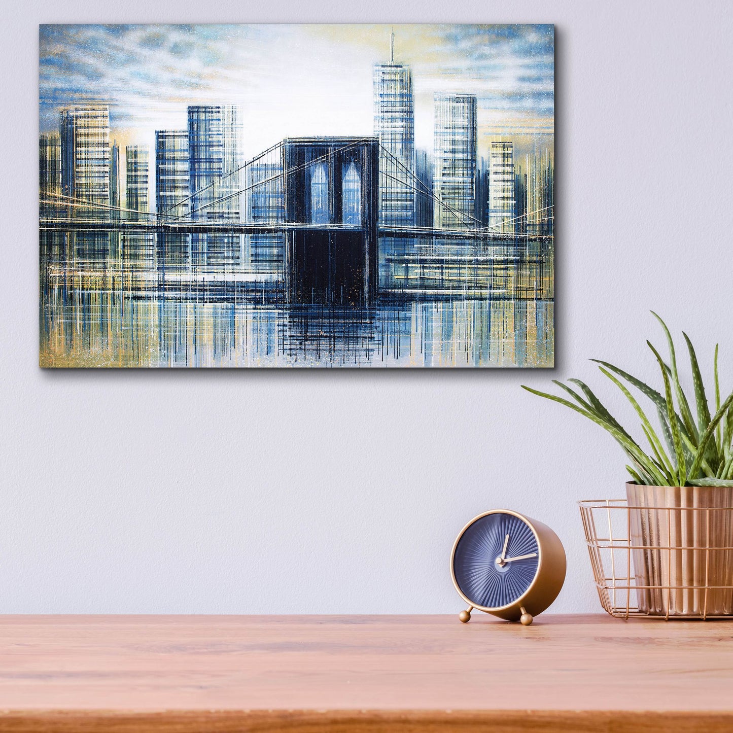 Epic Art 'Brooklyn Bridge at Dusk' by Marc Todd, Acrylic Glass Wall Art,16x12