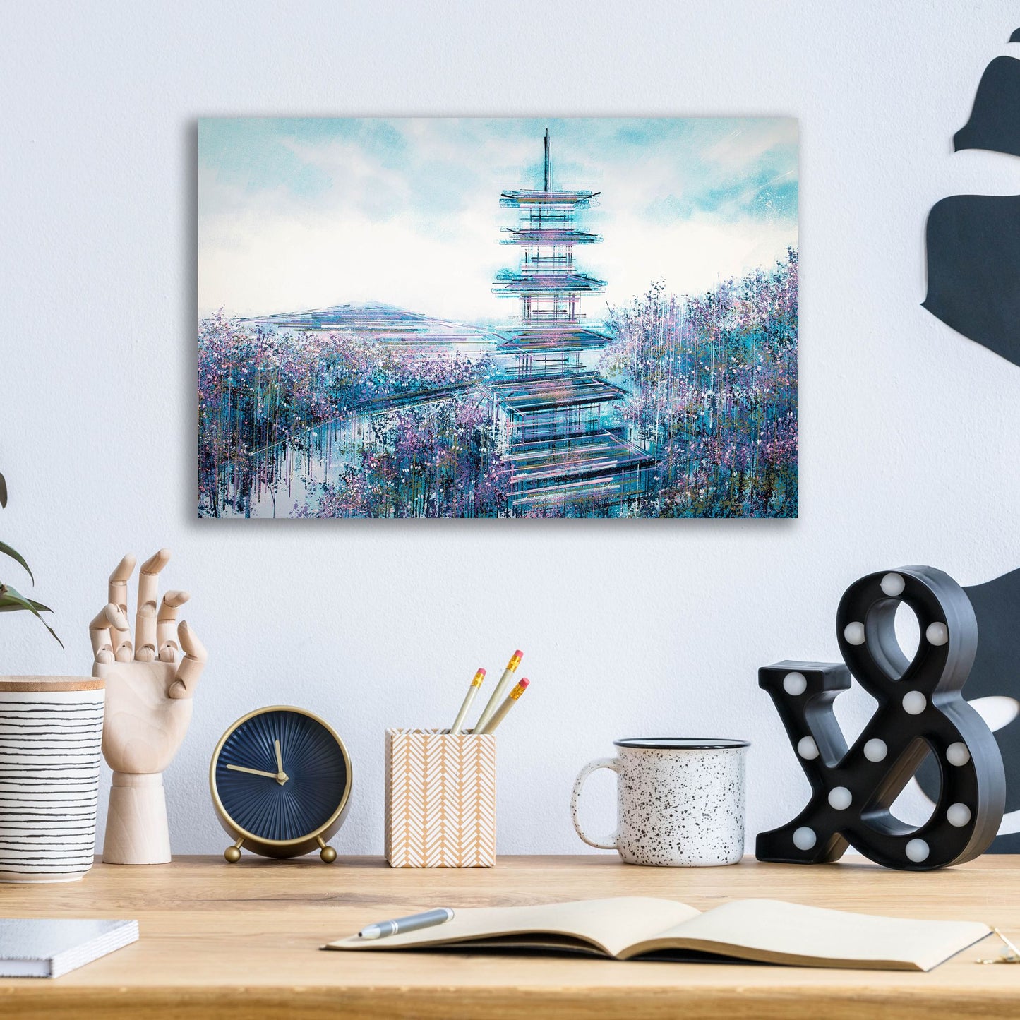 Epic Art 'Japanese Temple At Twilight' by Marc Todd, Acrylic Glass Wall Art,16x12