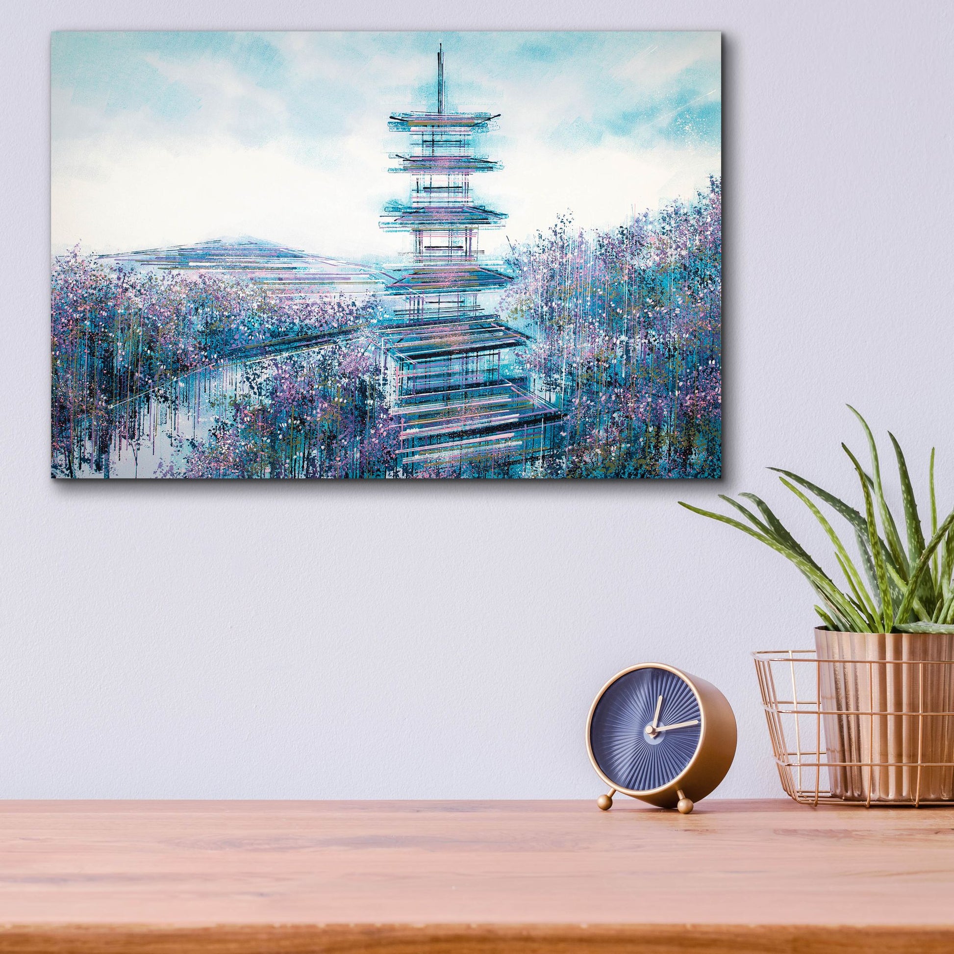 Epic Art 'Japanese Temple At Twilight' by Marc Todd, Acrylic Glass Wall Art,16x12