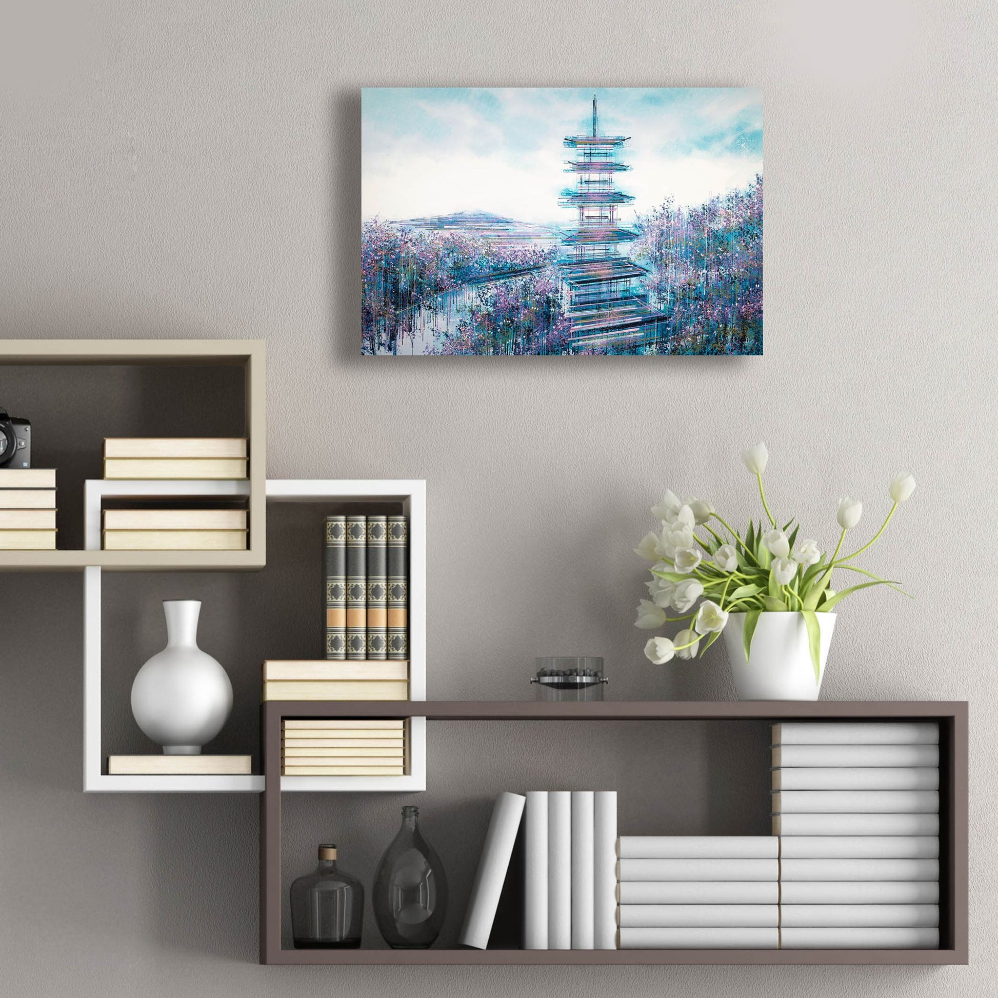 Epic Art 'Japanese Temple At Twilight' by Marc Todd, Acrylic Glass Wall Art,24x16