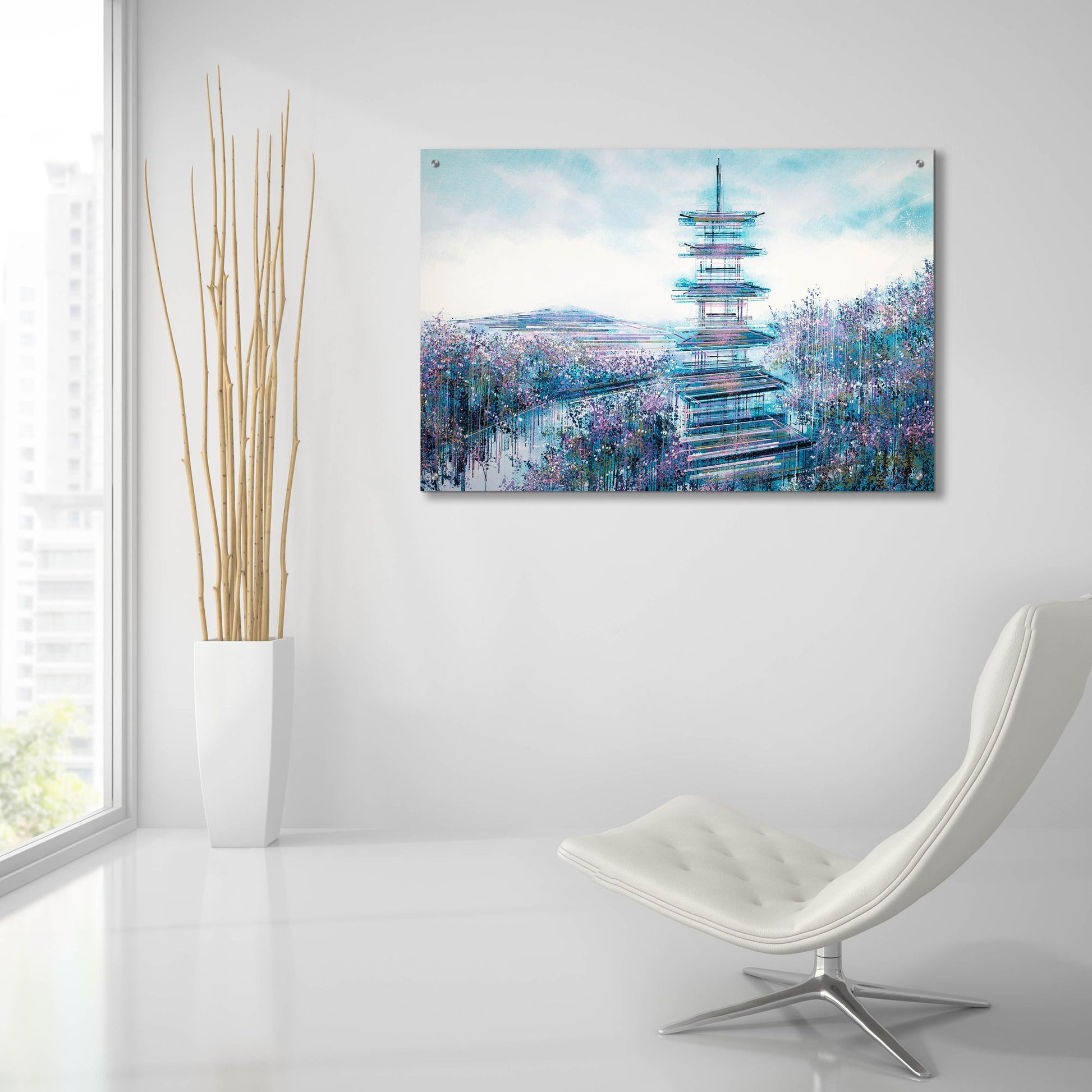 Epic Art 'Japanese Temple At Twilight' by Marc Todd, Acrylic Glass Wall Art,36x24