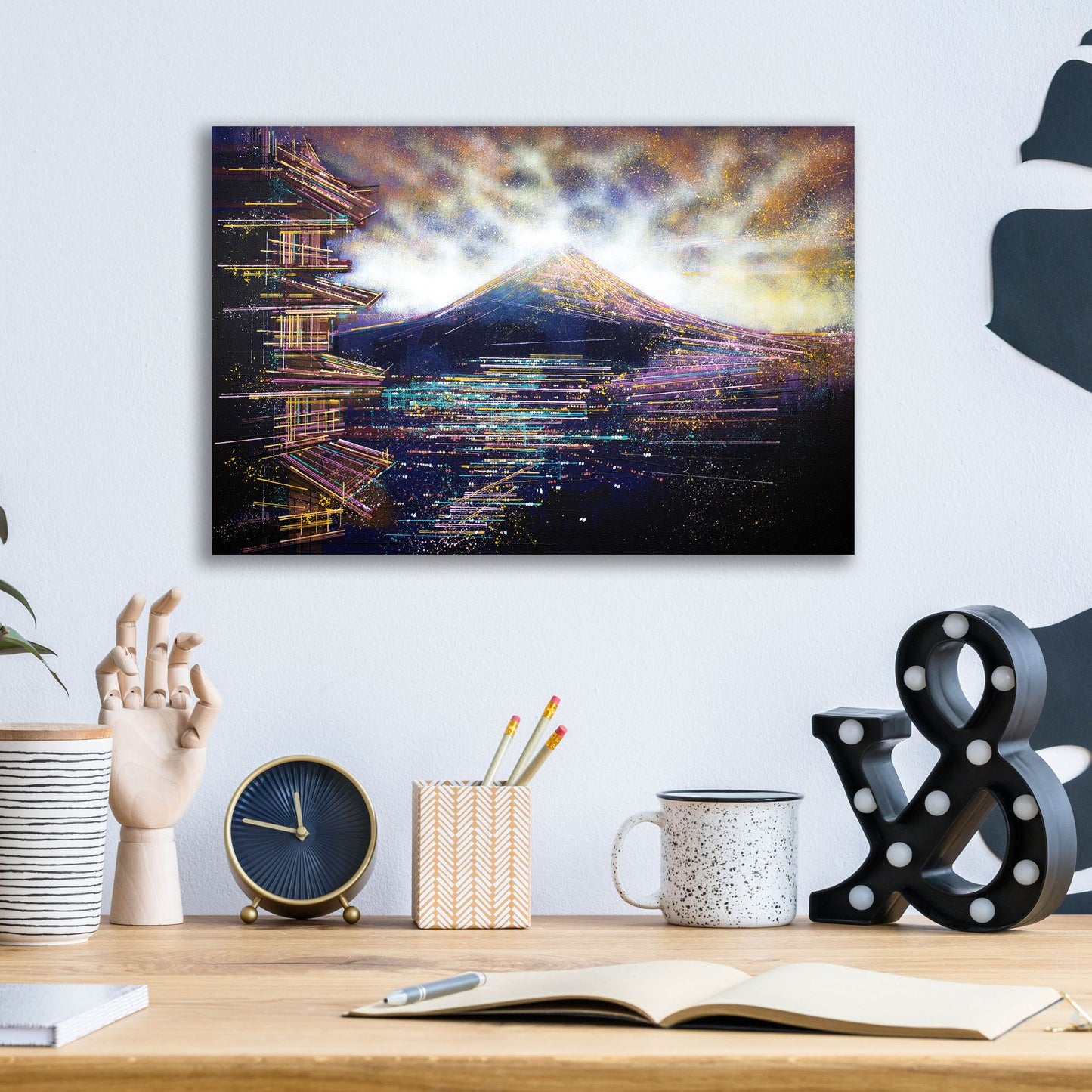 Epic Art 'Mount Fuji and Tokyo as Night Falls' by Marc Todd, Acrylic Glass Wall Art,16x12