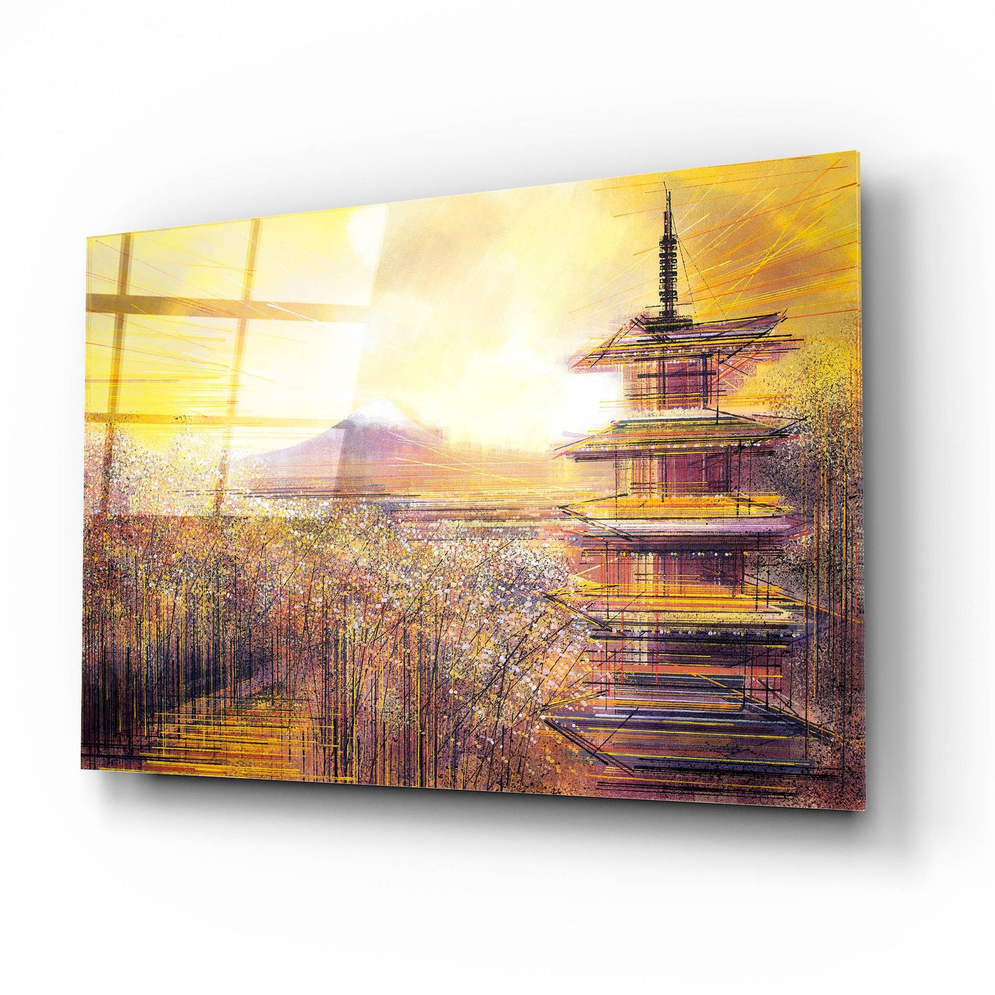 Epic Art ' Japan, Mount Fuji Under A Golden Sunset' by Marc Todd, Acrylic Glass Wall Art,16x12