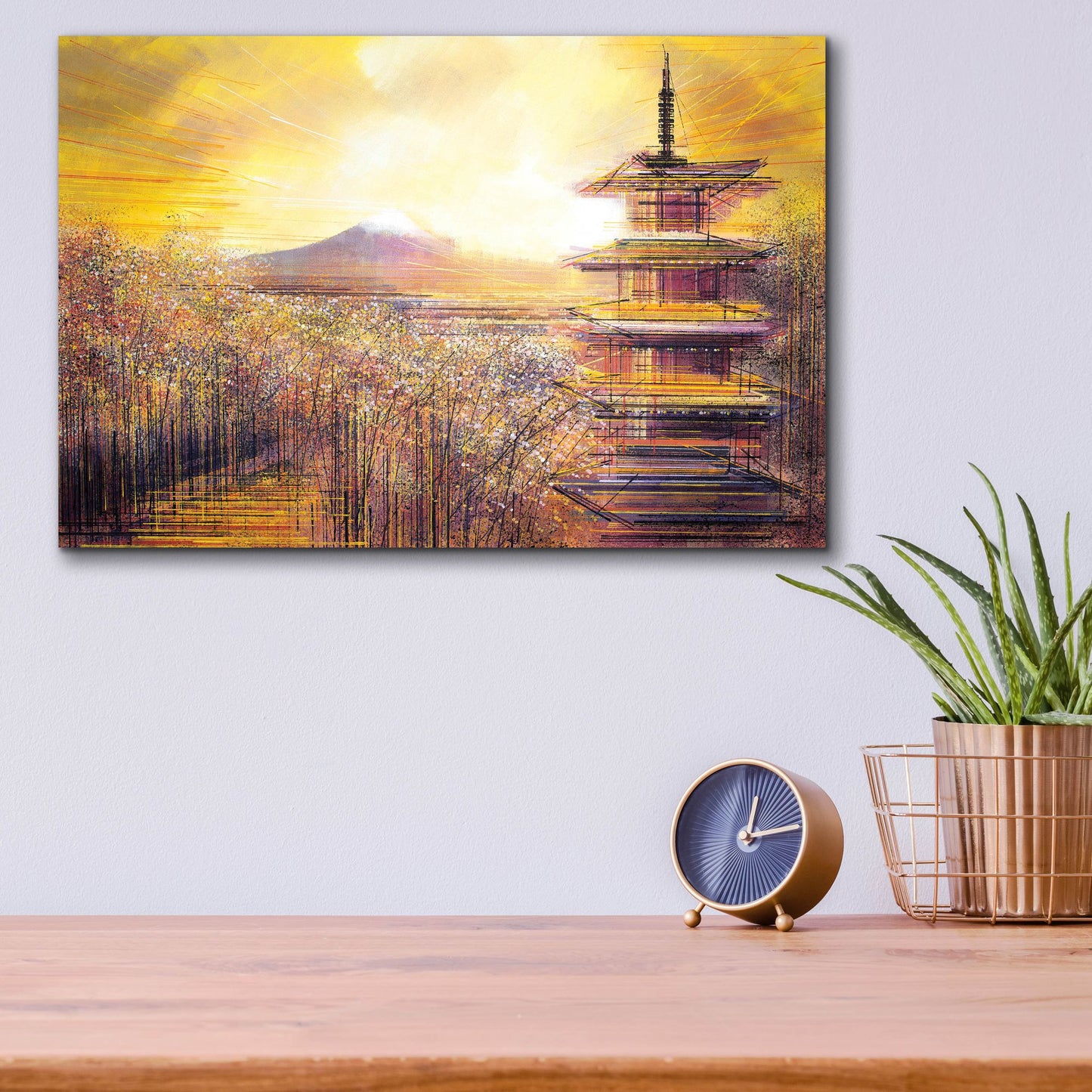 Epic Art ' Japan, Mount Fuji Under A Golden Sunset' by Marc Todd, Acrylic Glass Wall Art,16x12