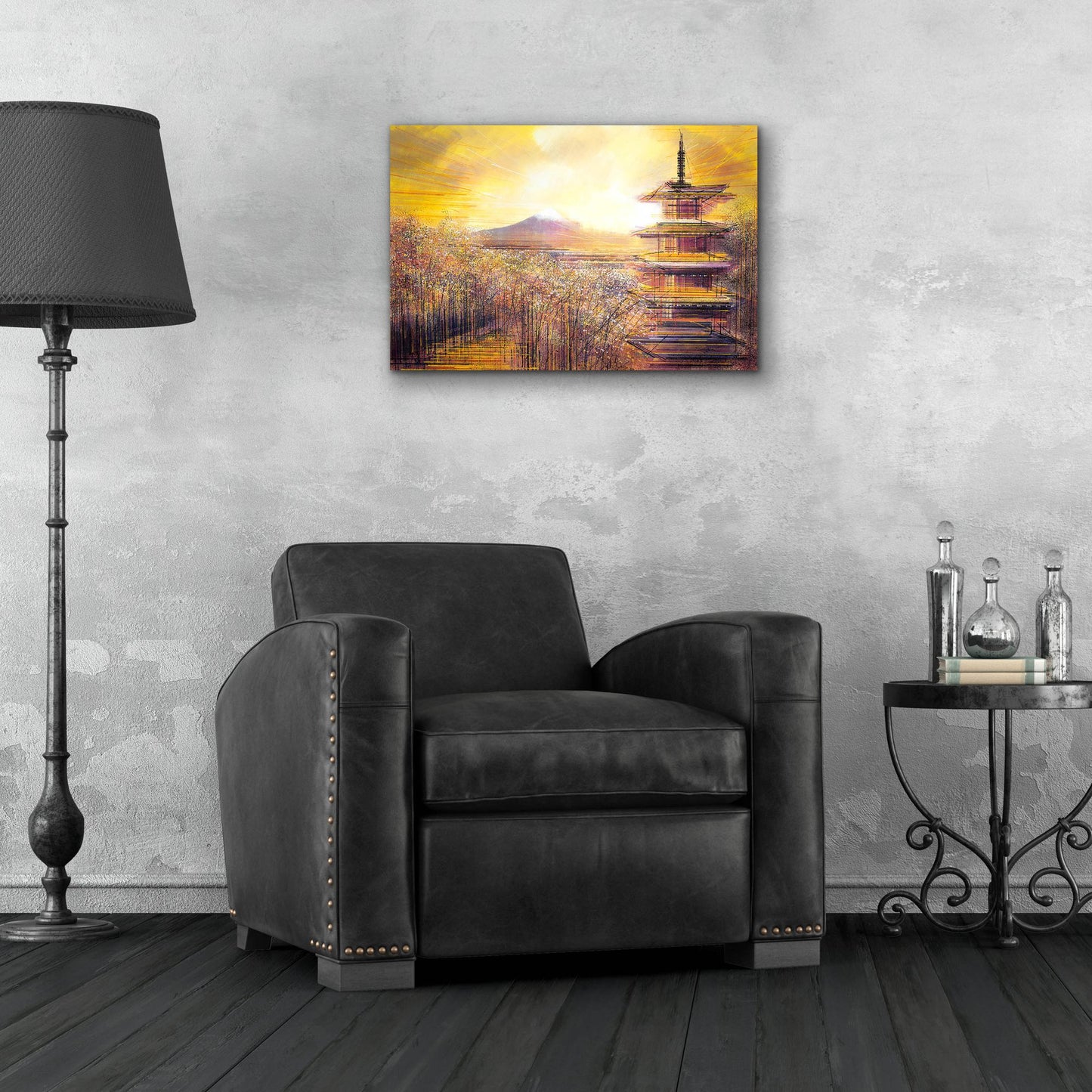 Epic Art ' Japan, Mount Fuji Under A Golden Sunset' by Marc Todd, Acrylic Glass Wall Art,24x16