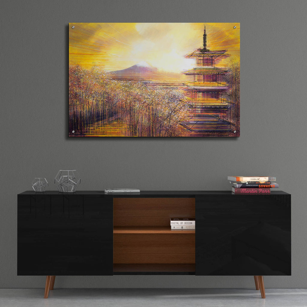 Epic Art ' Japan, Mount Fuji Under A Golden Sunset' by Marc Todd, Acrylic Glass Wall Art,36x24