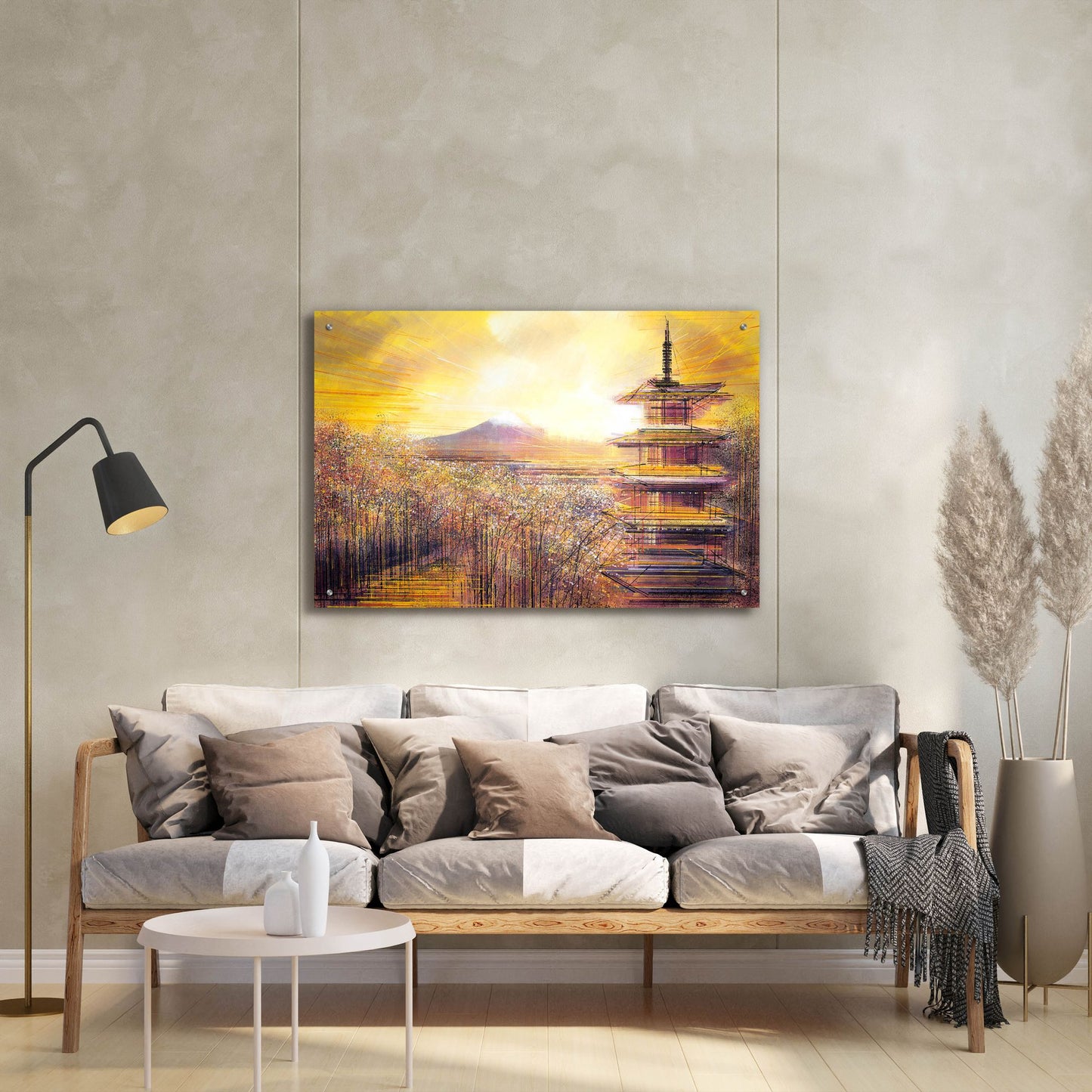 Epic Art ' Japan, Mount Fuji Under A Golden Sunset' by Marc Todd, Acrylic Glass Wall Art,36x24