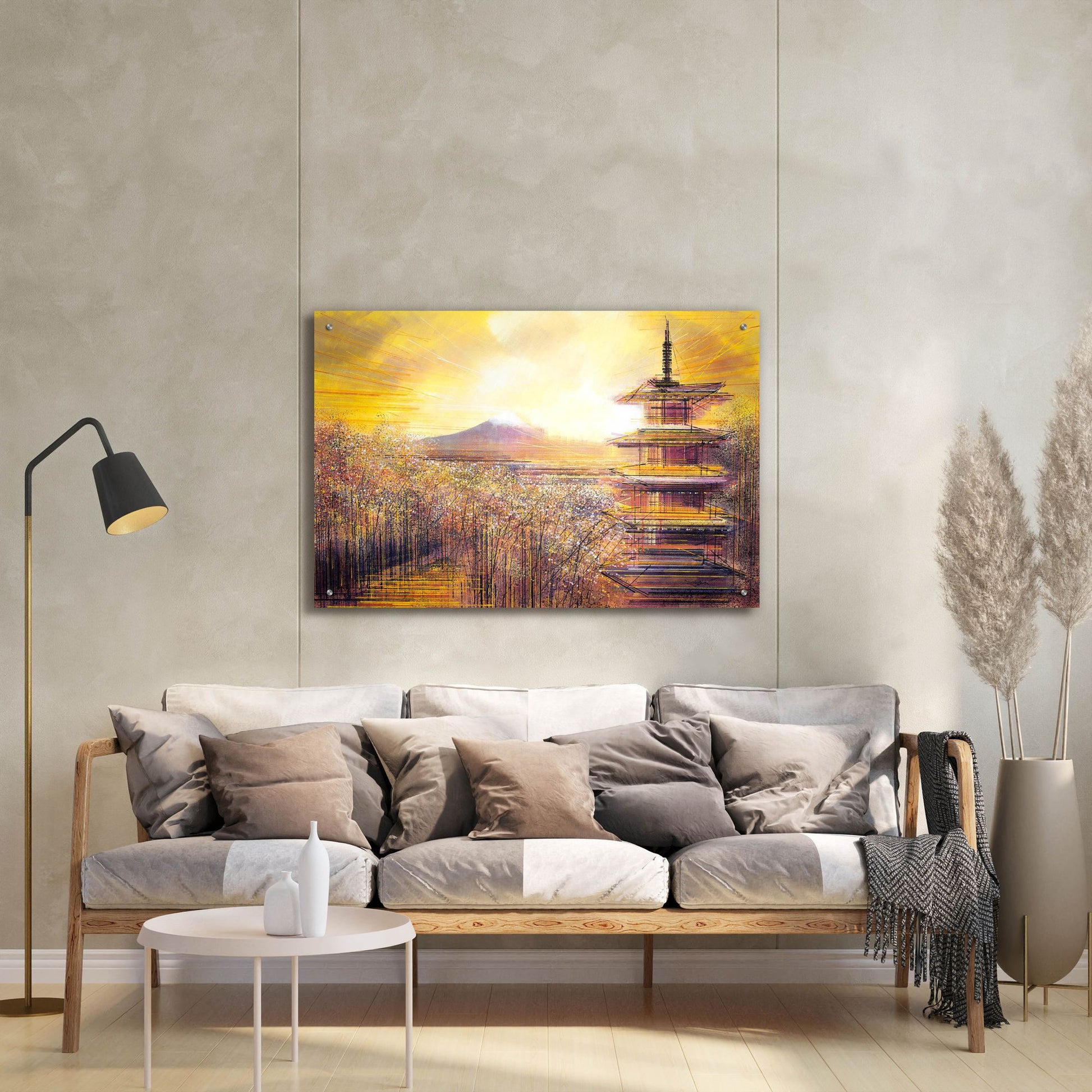 Epic Art ' Japan, Mount Fuji Under A Golden Sunset' by Marc Todd, Acrylic Glass Wall Art,36x24