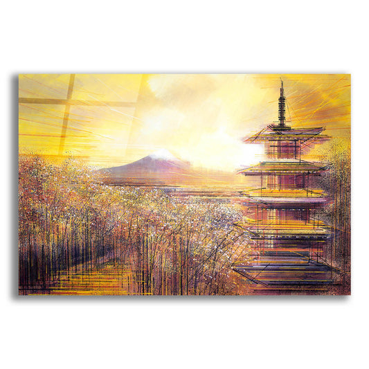 Epic Art ' Japan, Mount Fuji Under A Golden Sunset' by Marc Todd, Acrylic Glass Wall Art