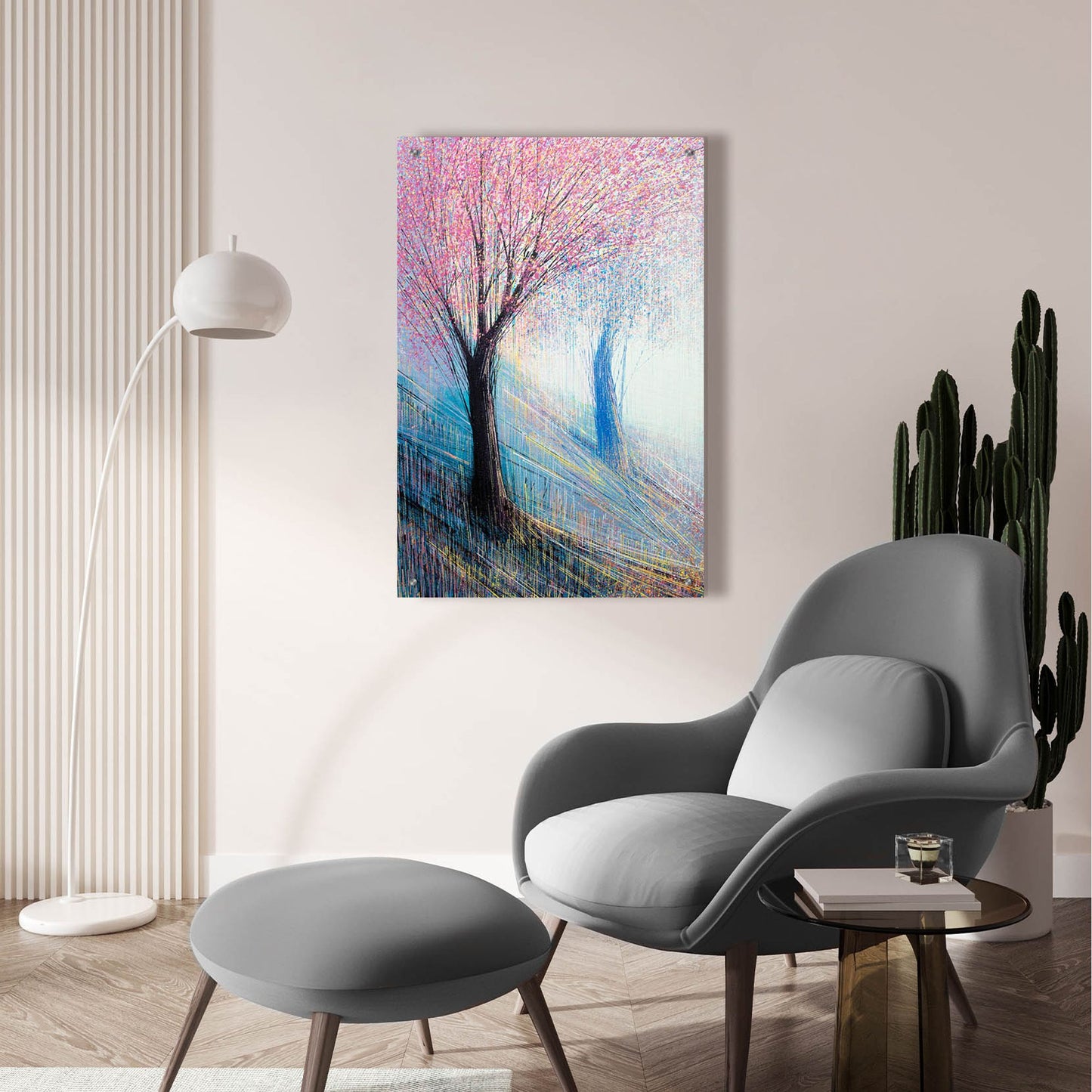 Epic Art 'Blossom with a soft Blue' by Marc Todd, Acrylic Glass Wall Art,24x36