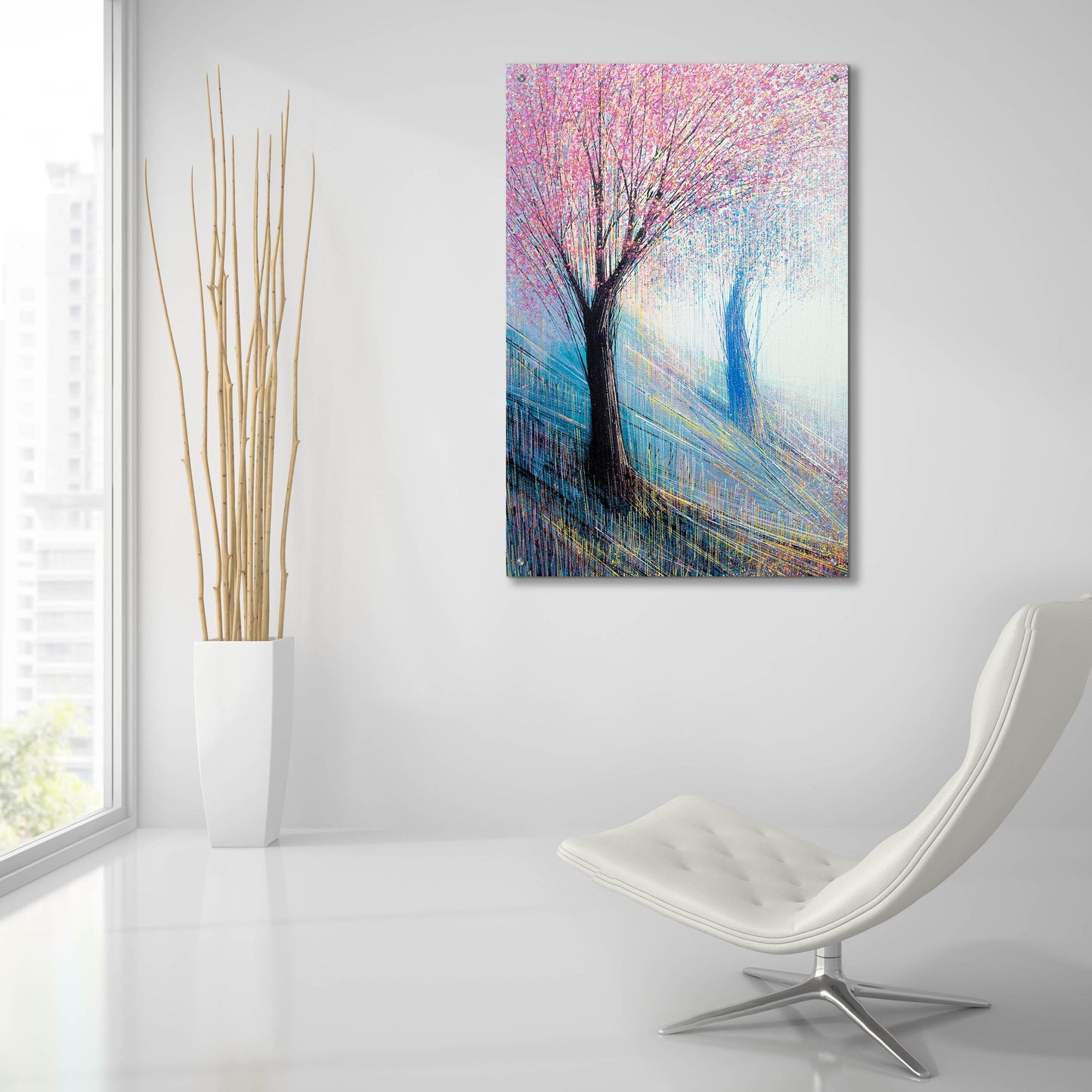 Epic Art 'Blossom with a soft Blue' by Marc Todd, Acrylic Glass Wall Art,24x36