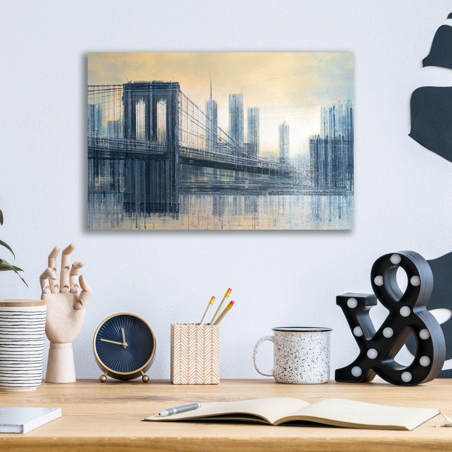 Epic Art 'The Brooklyn Bridge As The Sun Sets' by Marc Todd, Acrylic Glass Wall Art,16x12