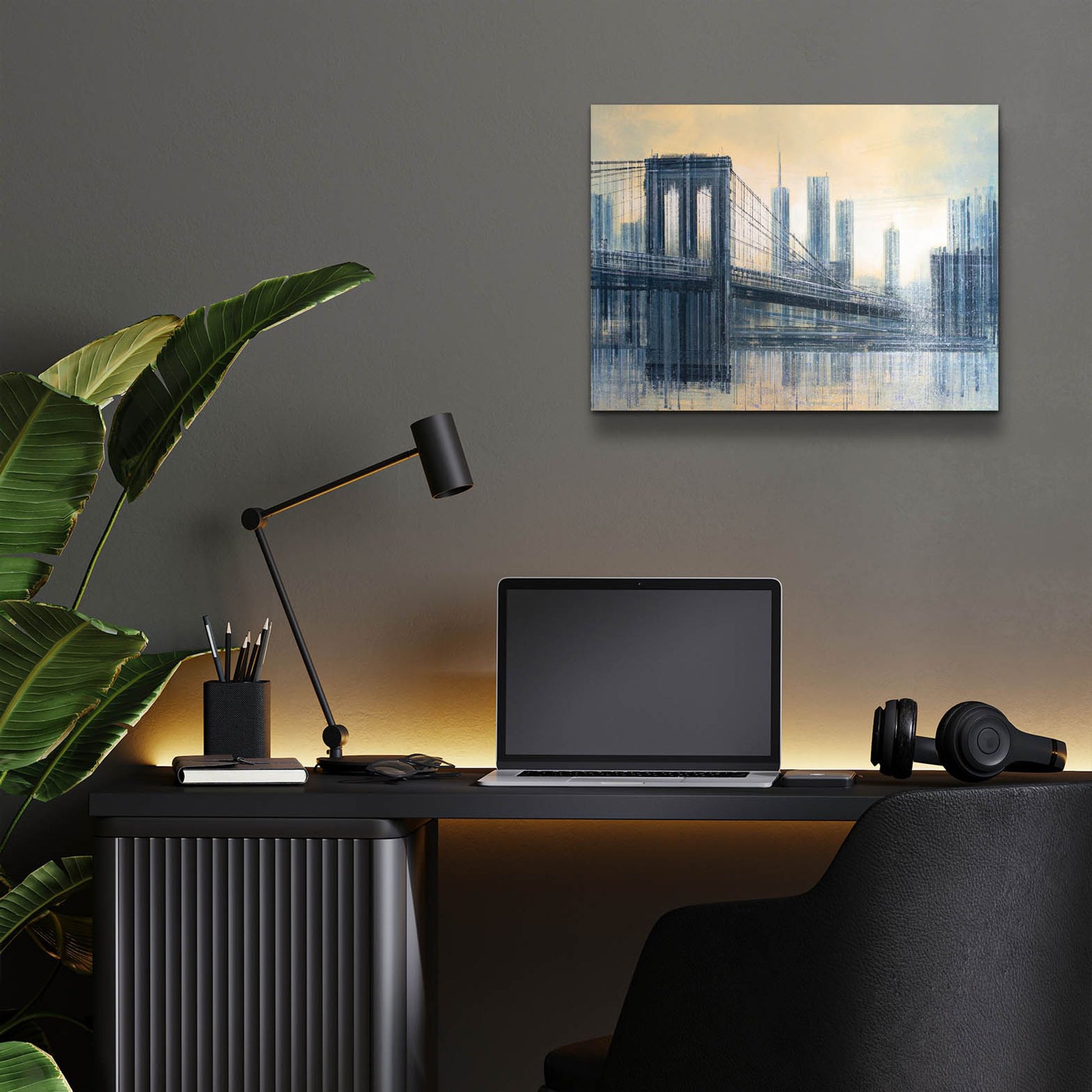 Epic Art 'The Brooklyn Bridge As The Sun Sets' by Marc Todd, Acrylic Glass Wall Art,16x12