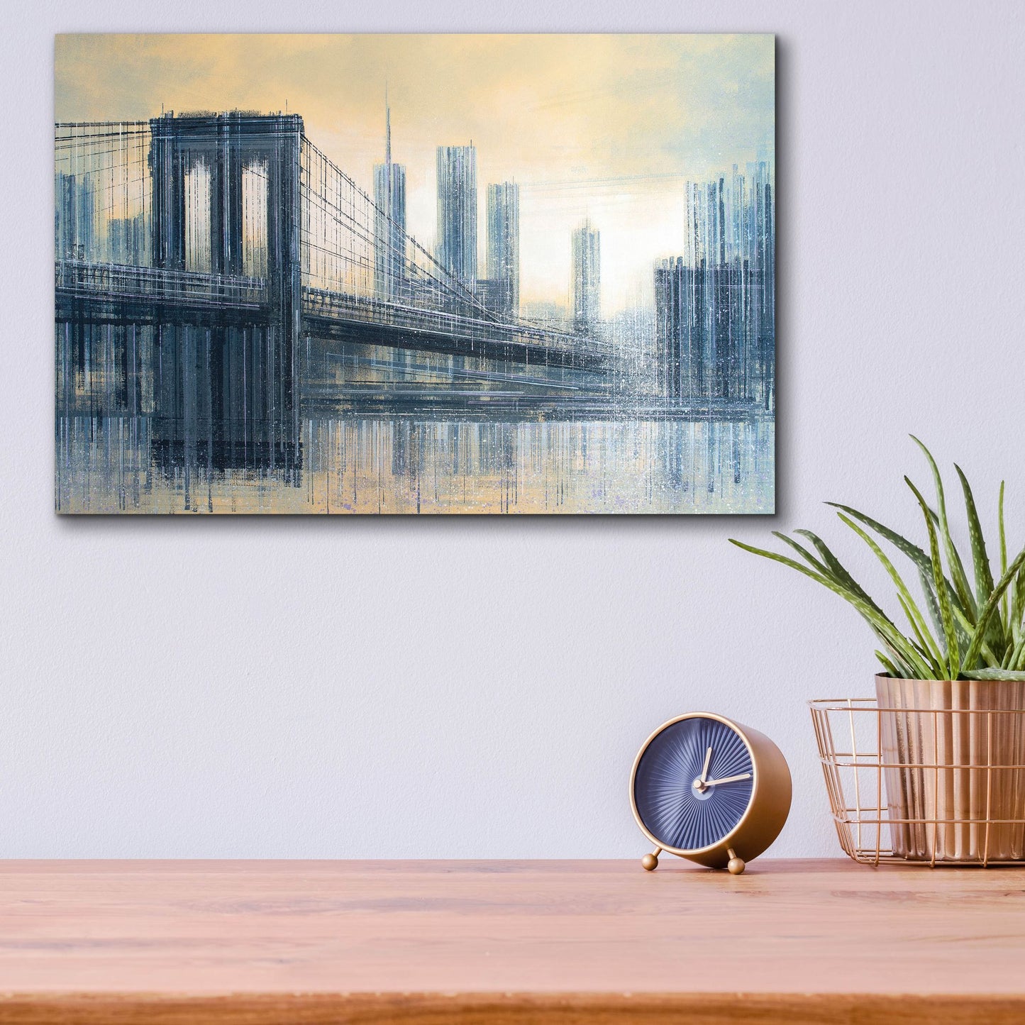 Epic Art 'The Brooklyn Bridge As The Sun Sets' by Marc Todd, Acrylic Glass Wall Art,16x12