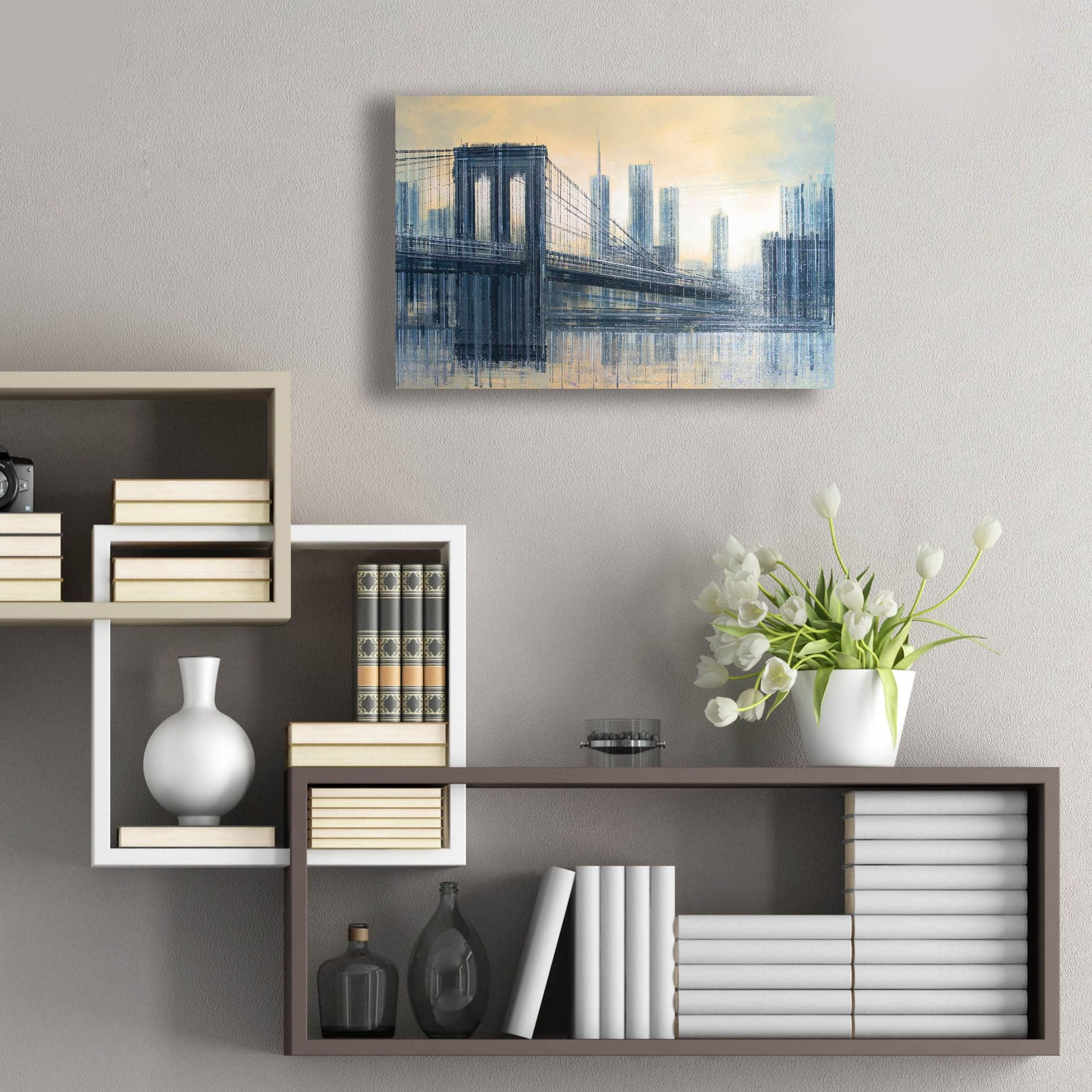 Epic Art 'The Brooklyn Bridge As The Sun Sets' by Marc Todd, Acrylic Glass Wall Art,24x16