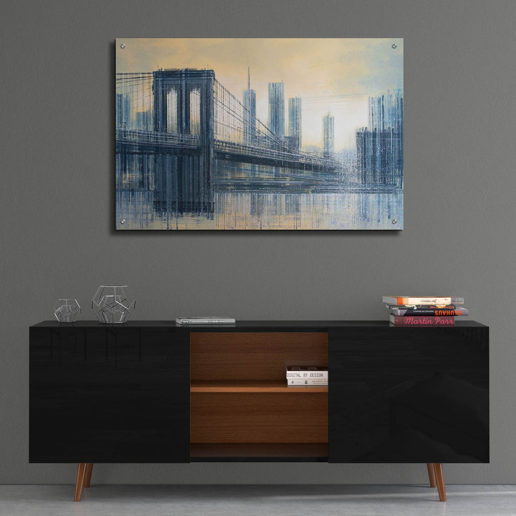 Epic Art 'The Brooklyn Bridge As The Sun Sets' by Marc Todd, Acrylic Glass Wall Art,36x24