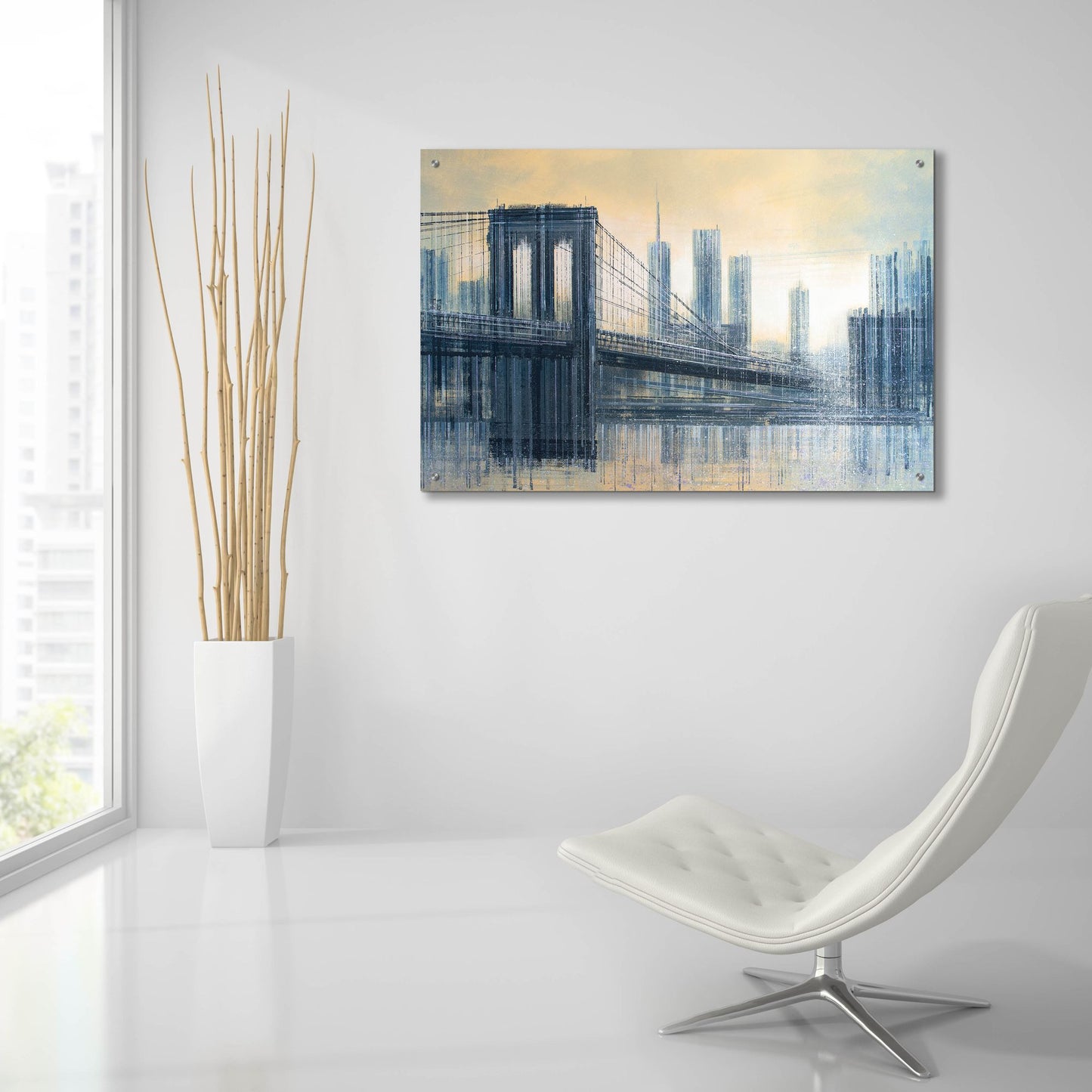 Epic Art 'The Brooklyn Bridge As The Sun Sets' by Marc Todd, Acrylic Glass Wall Art,36x24