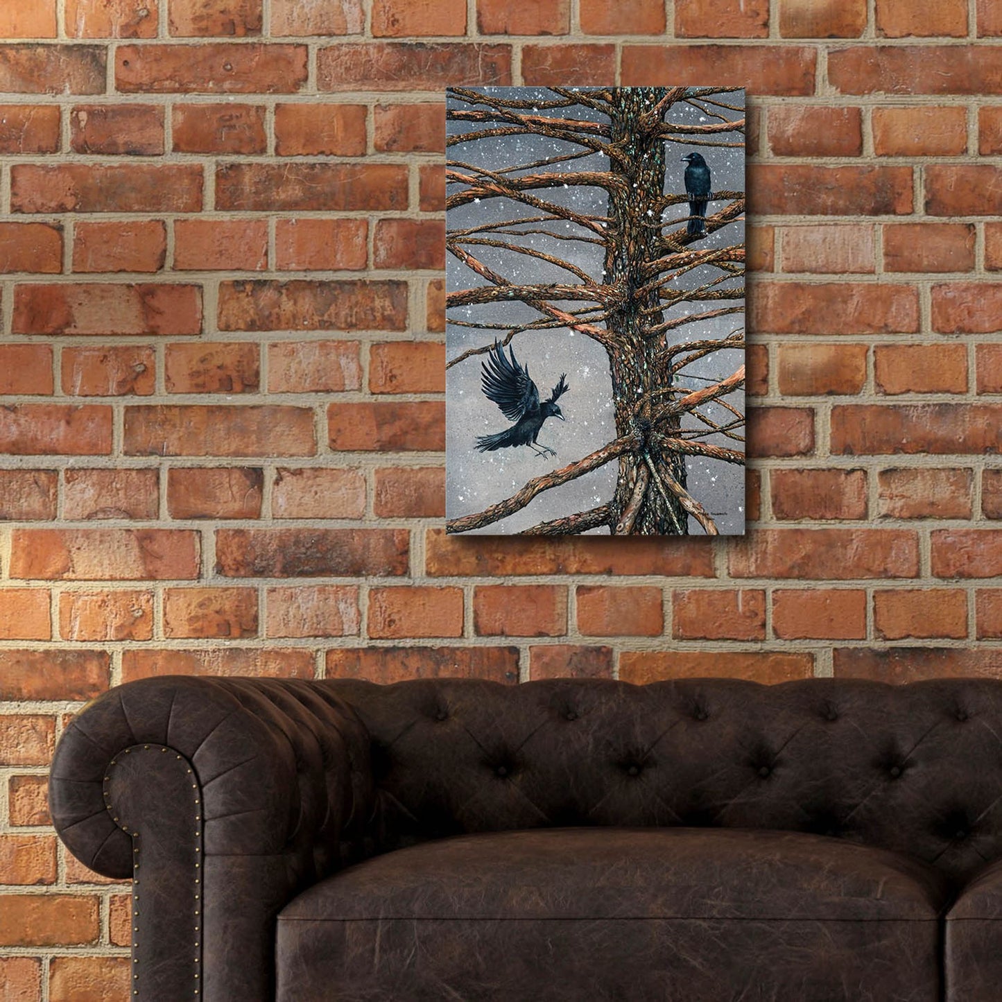 Epic Art 'Corvus Corvidae and the Cedar' by Maggie Vandewalle, Acrylic Glass Wall Art,16x24