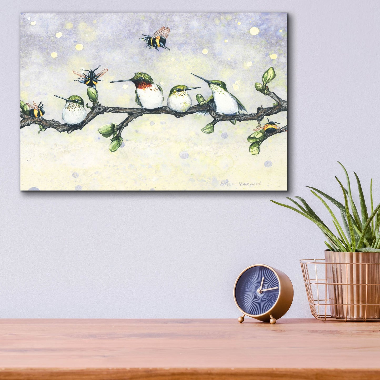 Epic Art 'The Birds and the Bees' by Maggie Vandewalle, Acrylic Glass Wall Art,16x12