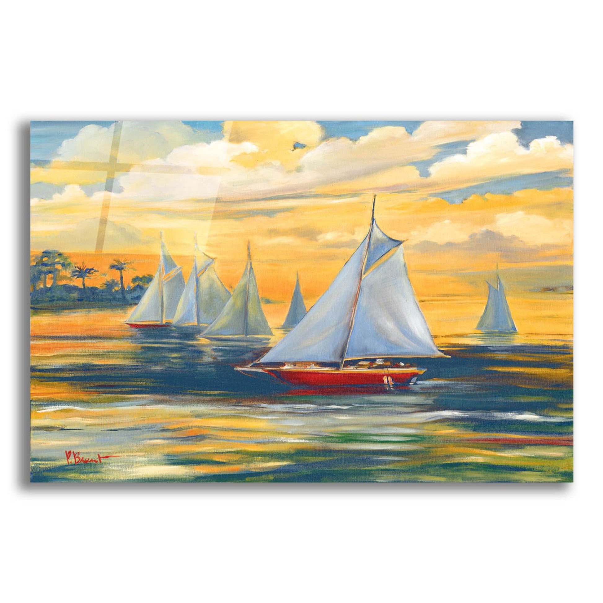 Epic Art 'Golden Bay' by Paul Brent, Acrylic Glass Wall Art,24x16