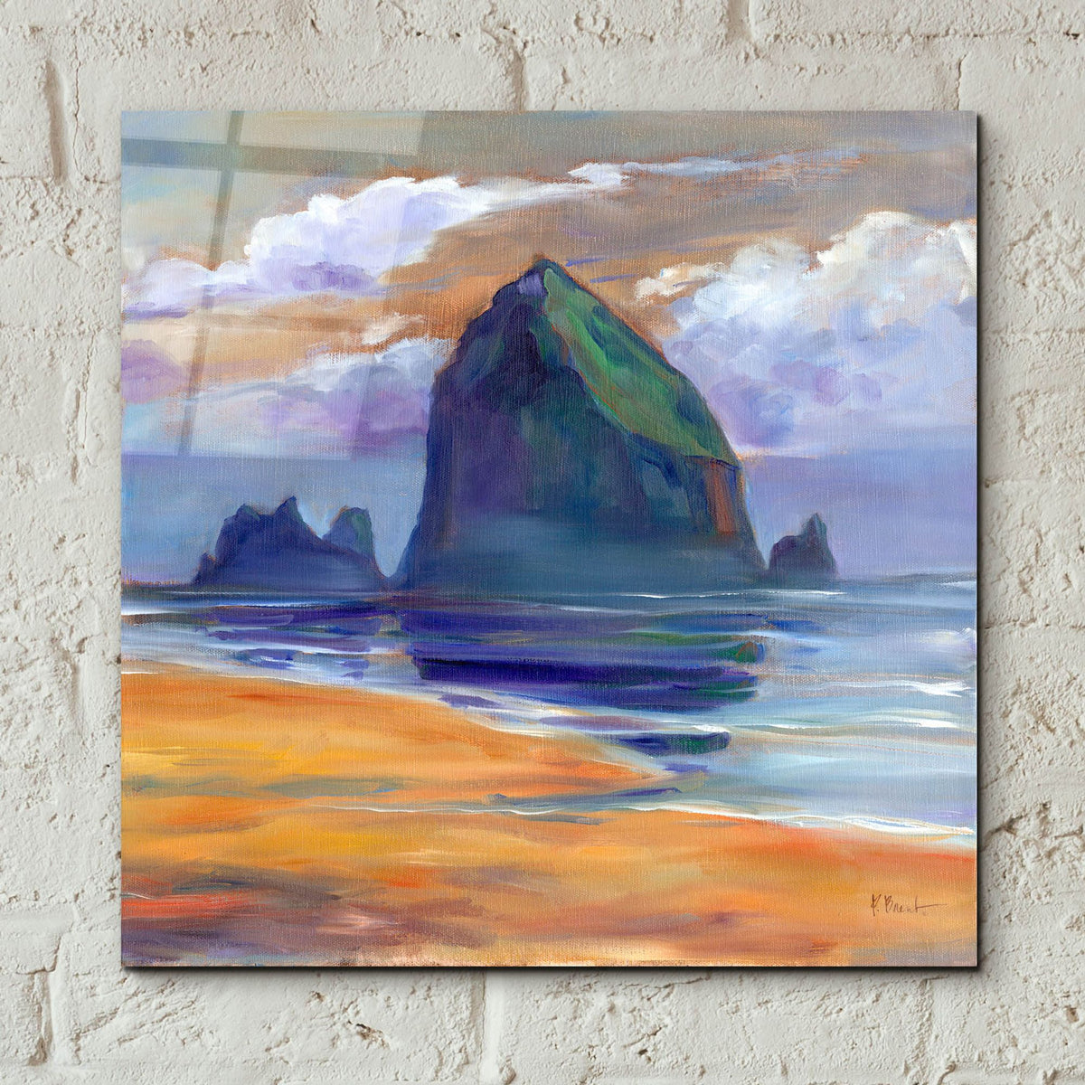 Epic Art 'Haystack Rock Reflections' by Paul Brent, Acrylic Glass Wall Art,12x12