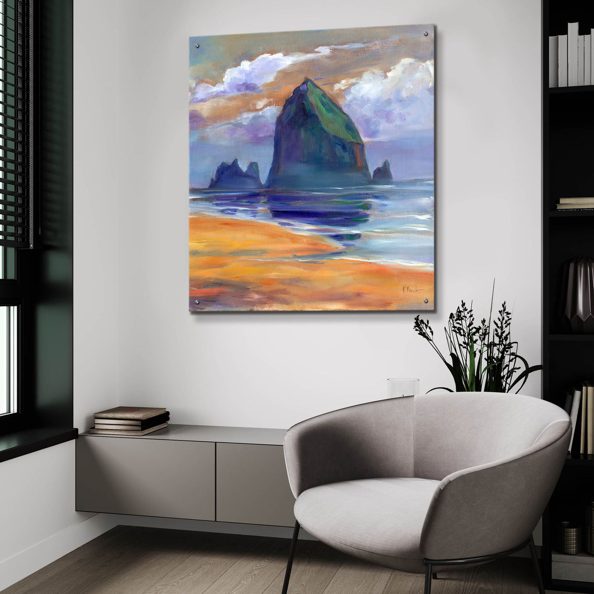 Epic Art 'Haystack Rock Reflections' by Paul Brent, Acrylic Glass Wall Art,36x36