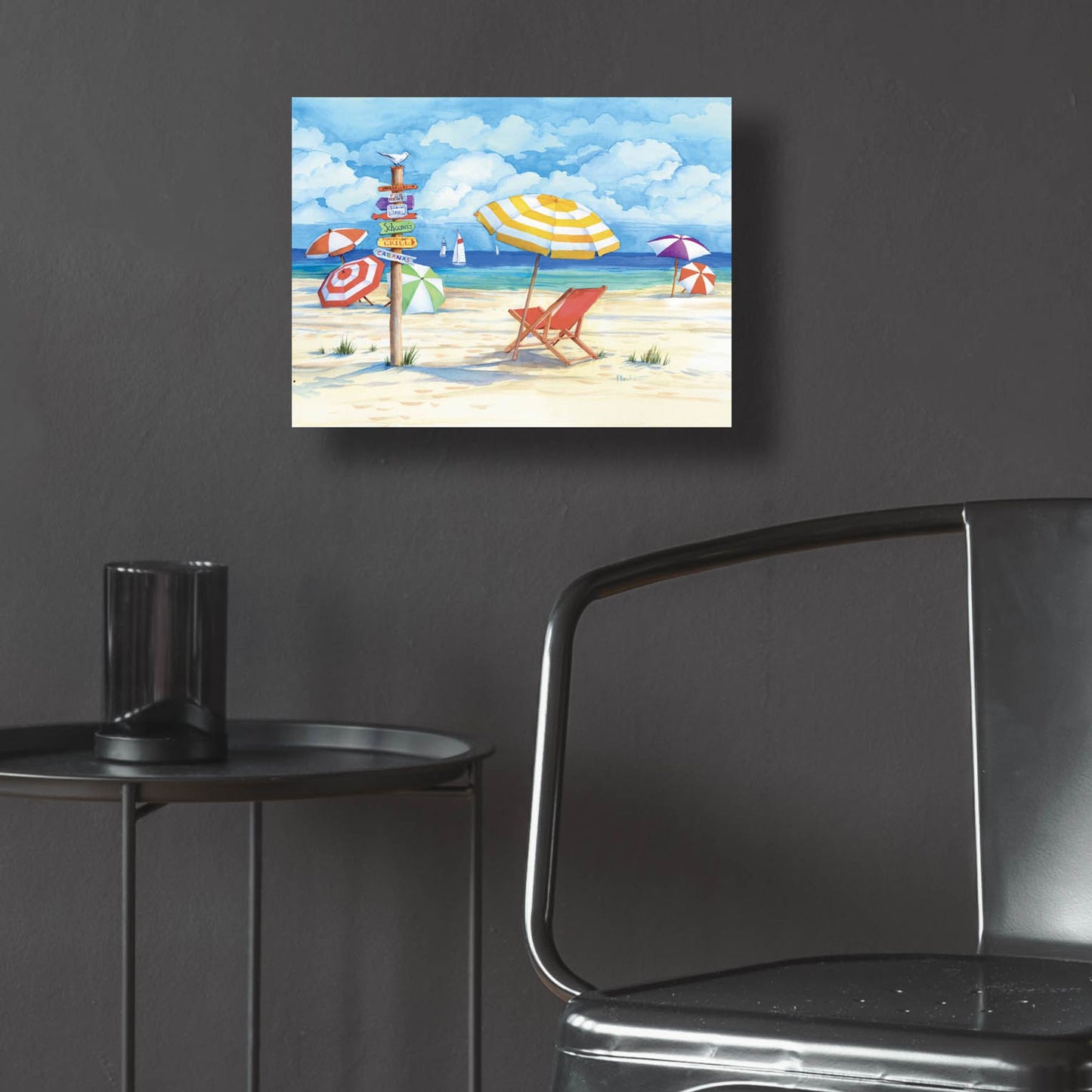 Epic Art 'Beach Signs Umbrellas' by Paul Brent, Acrylic Glass Wall Art,16x12