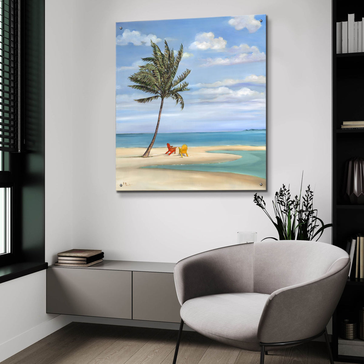 Epic Art 'Inlet Palm I' by Paul Brent, Acrylic Glass Wall Art,36x36