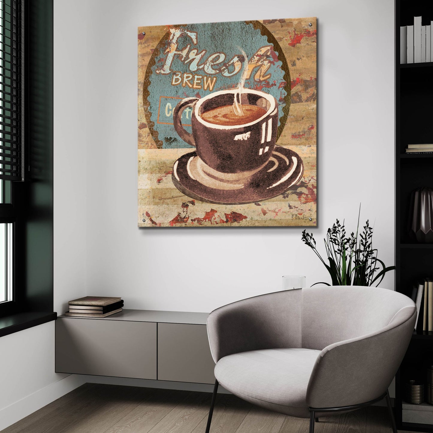 Epic Art 'Coffee Brew Sign I' by Paul Brent, Acrylic Glass Wall Art,36x36