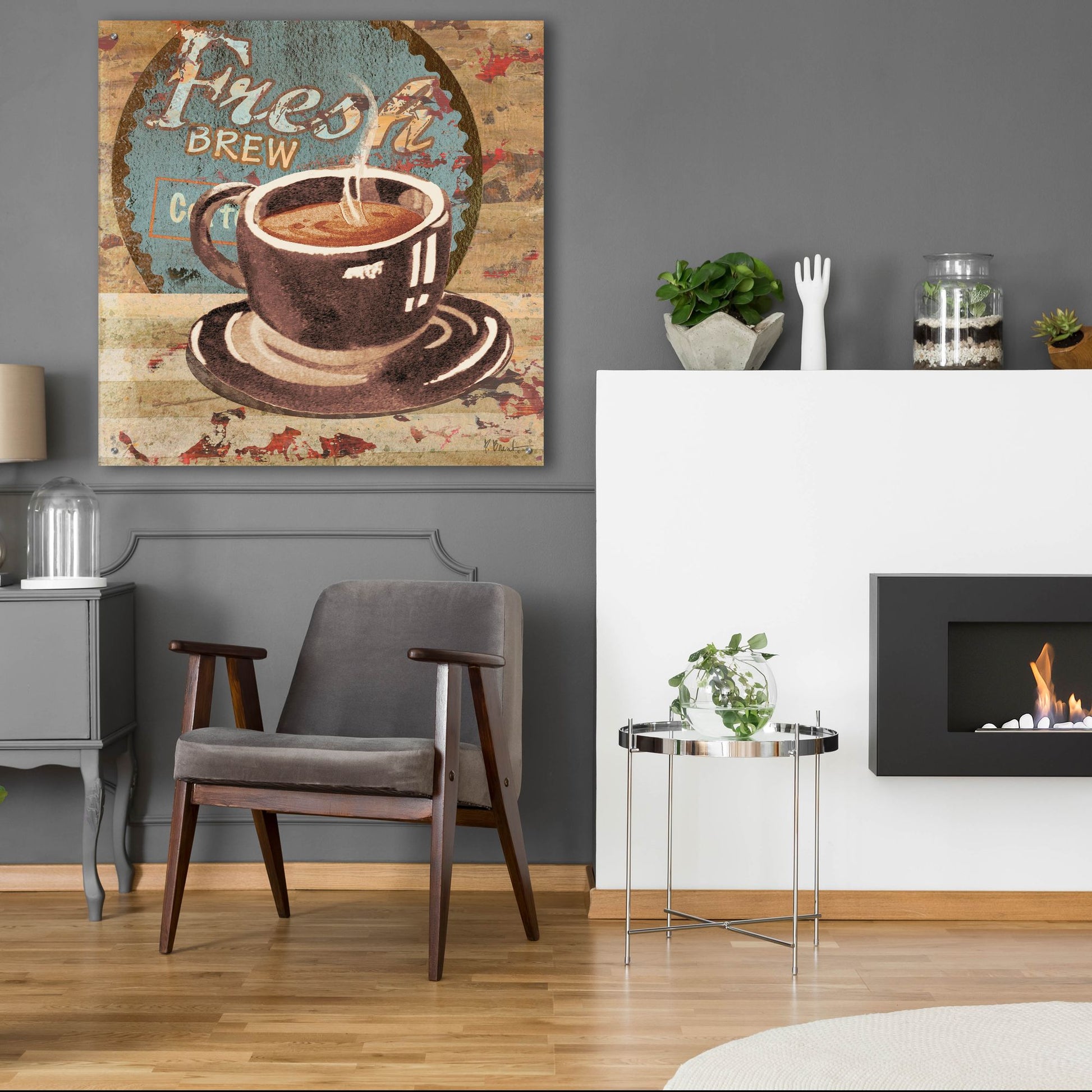 Epic Art 'Coffee Brew Sign I' by Paul Brent, Acrylic Glass Wall Art,36x36