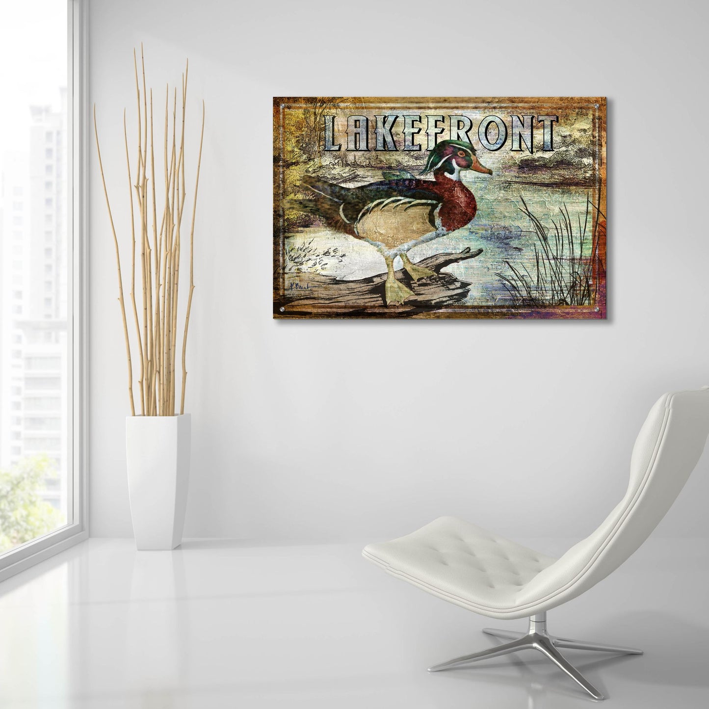 Epic Art 'Duck Sign II' by Paul Brent, Acrylic Glass Wall Art,36x24