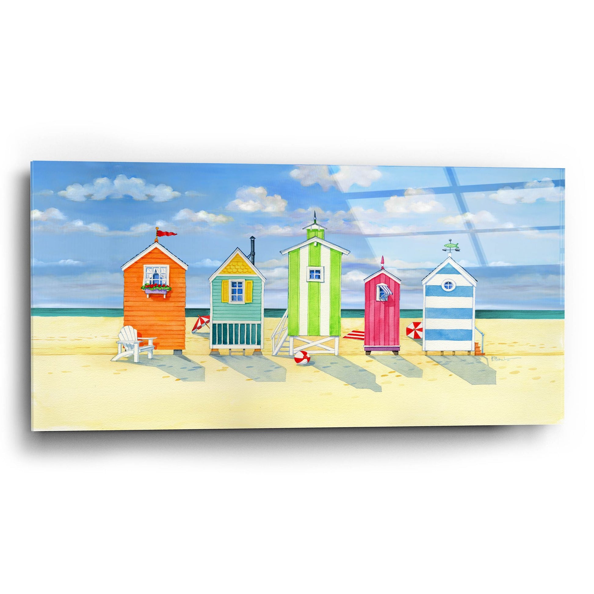 Epic Art 'Brighton Beach Huts' by Paul Brent, Acrylic Glass Wall Art,24x12